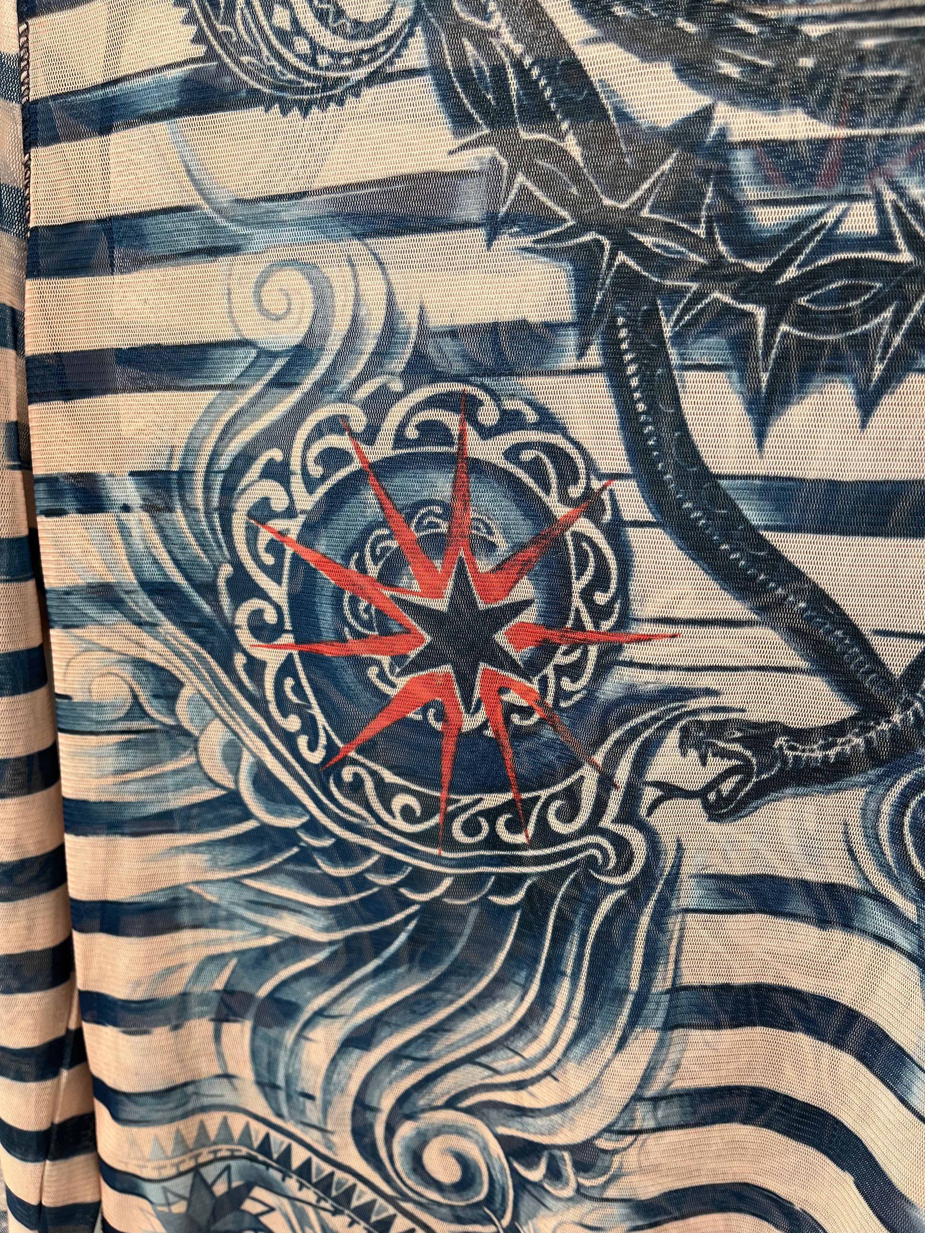 Jean Paul Gaultier/LS T-Shirt/L/All Over Print/Polyester/BEG/TATTOO/STRIPES LINDEX view 5