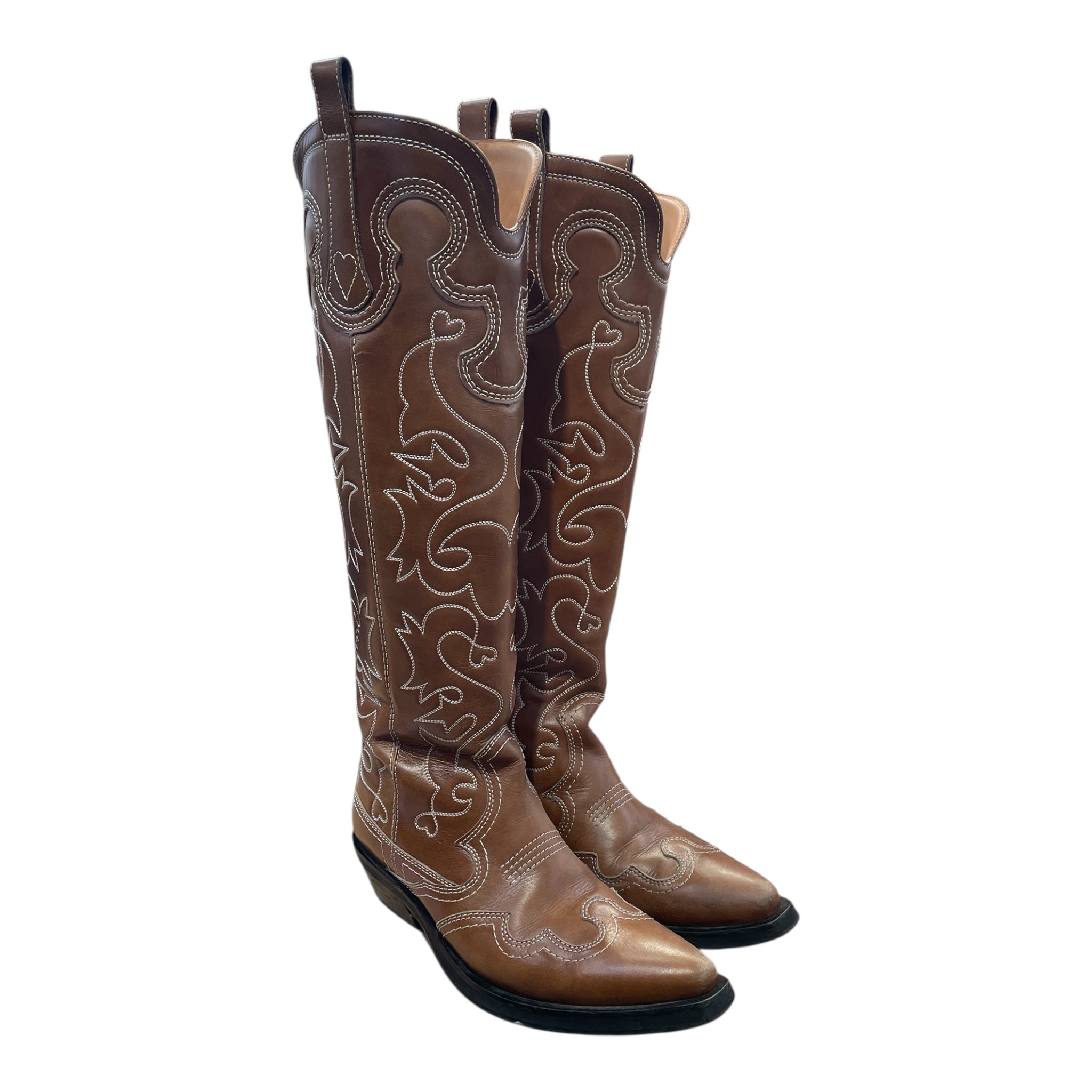 GANNI/Western Boots/US 7/All Over Print/Leather/BRW/ganni view 1