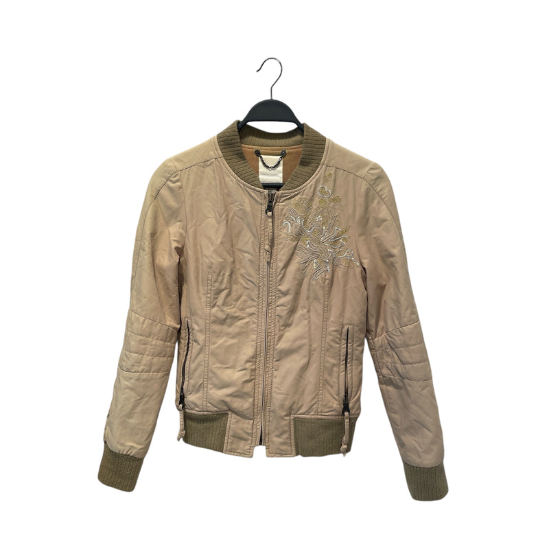 DIESEL/Jacket/M/Cotton/CRM/All Over Print/DIESEL Embroidered Logo Zip-up
