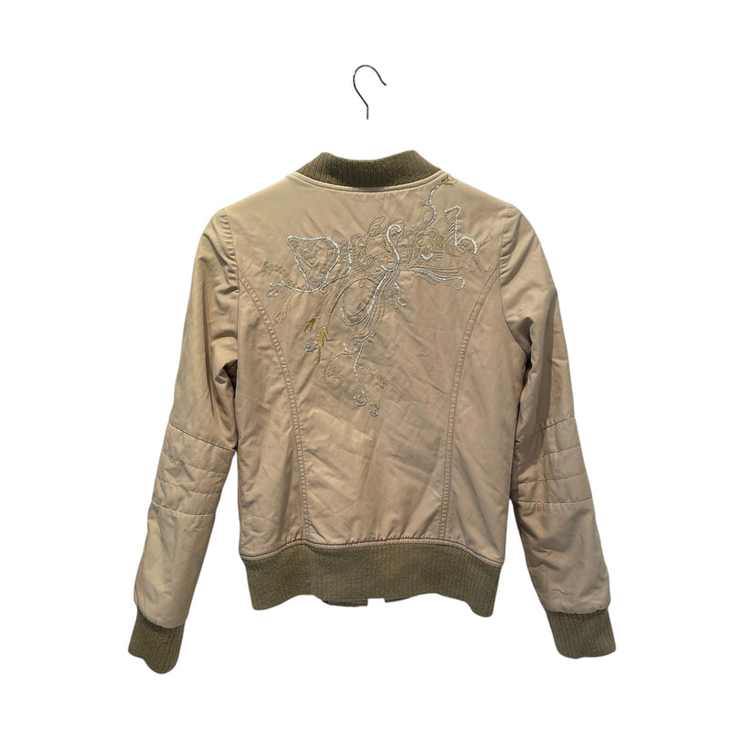 DIESEL/Jacket/M/Cotton/CRM/All Over Print/DIESEL Embroidered Logo Zip-up