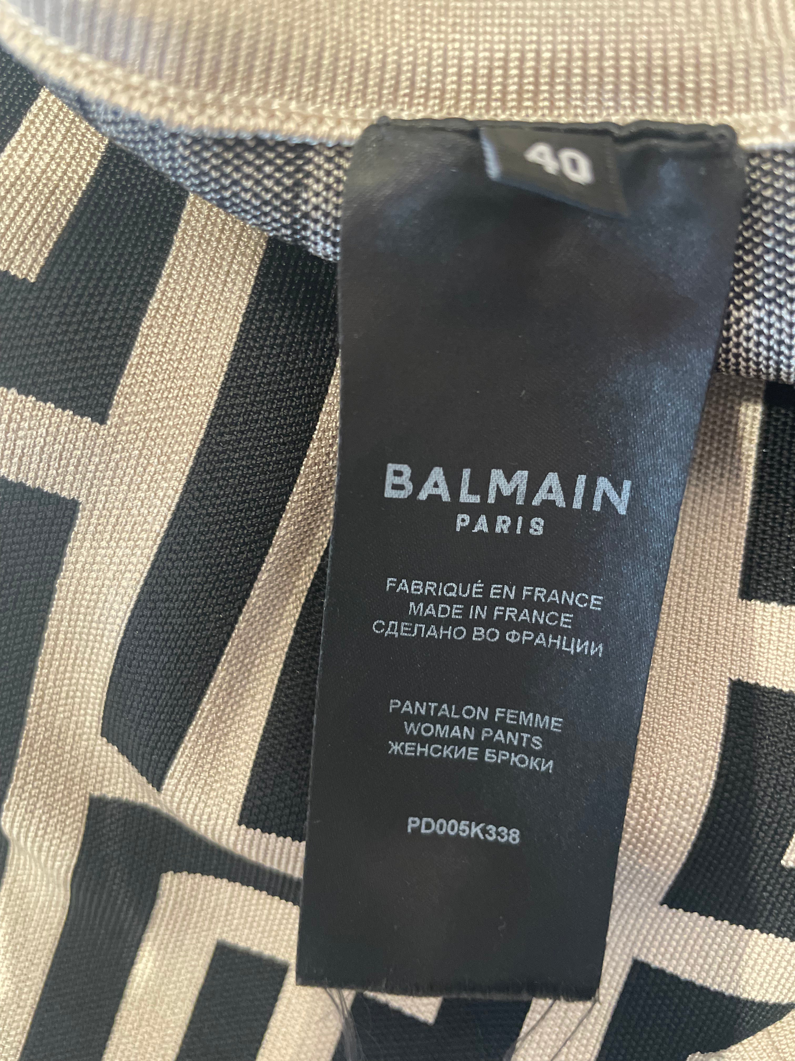 BALMAIN/Straight Pants/L/Monogram/Cotton/BEG/MONOGRAM KNIT LEGGINGS view 4