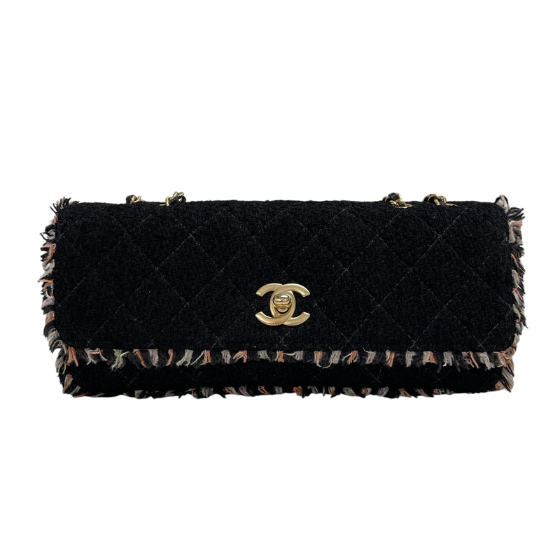 CHANEL/Hand Bag/OS/Border/Wool/BLK/8919268/Tweed E/W Flap Bag