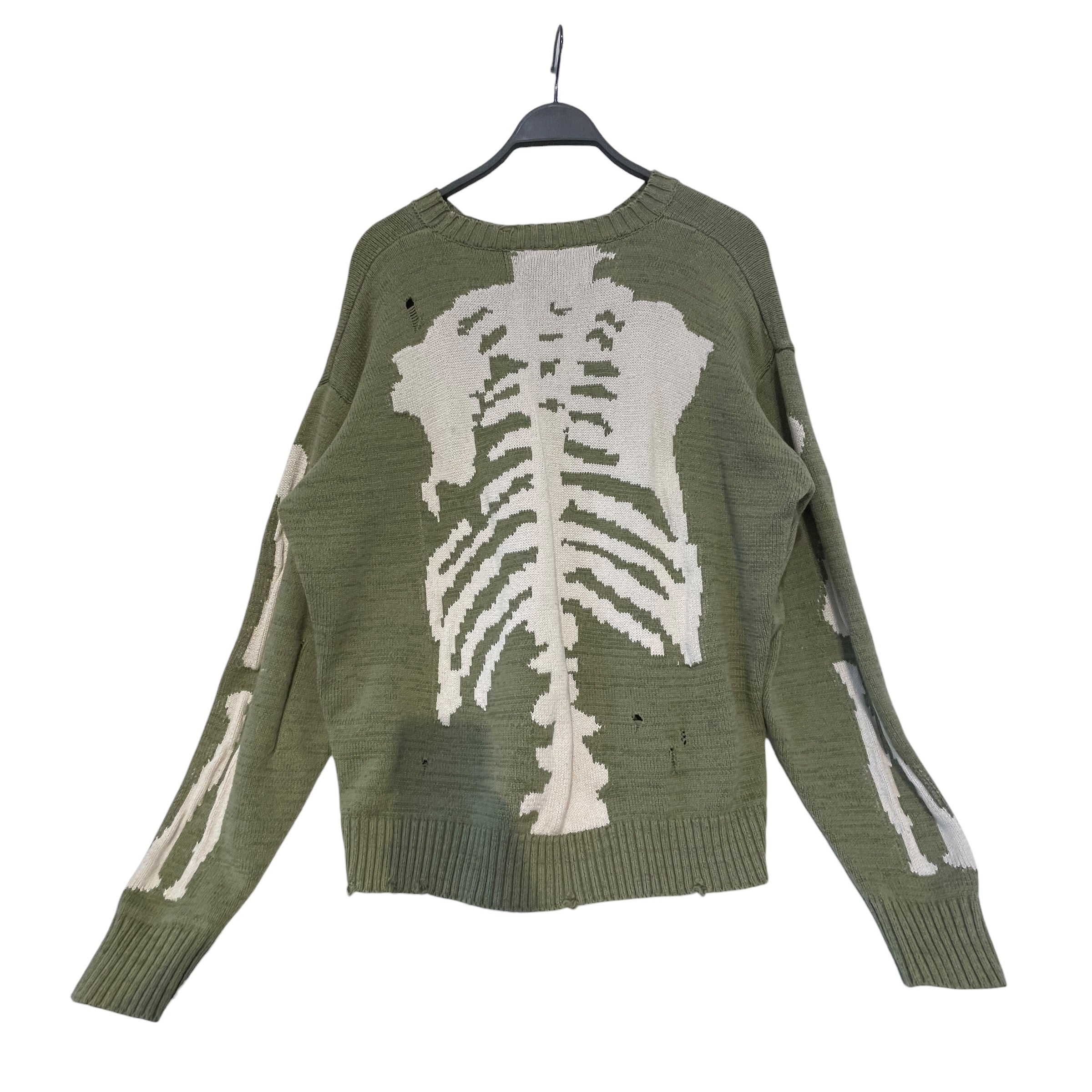 KAPITAL/Sweater/M/Graphic/Cotton/GRN/Distressed/BONE Crew Skeleton Sweater view 2
