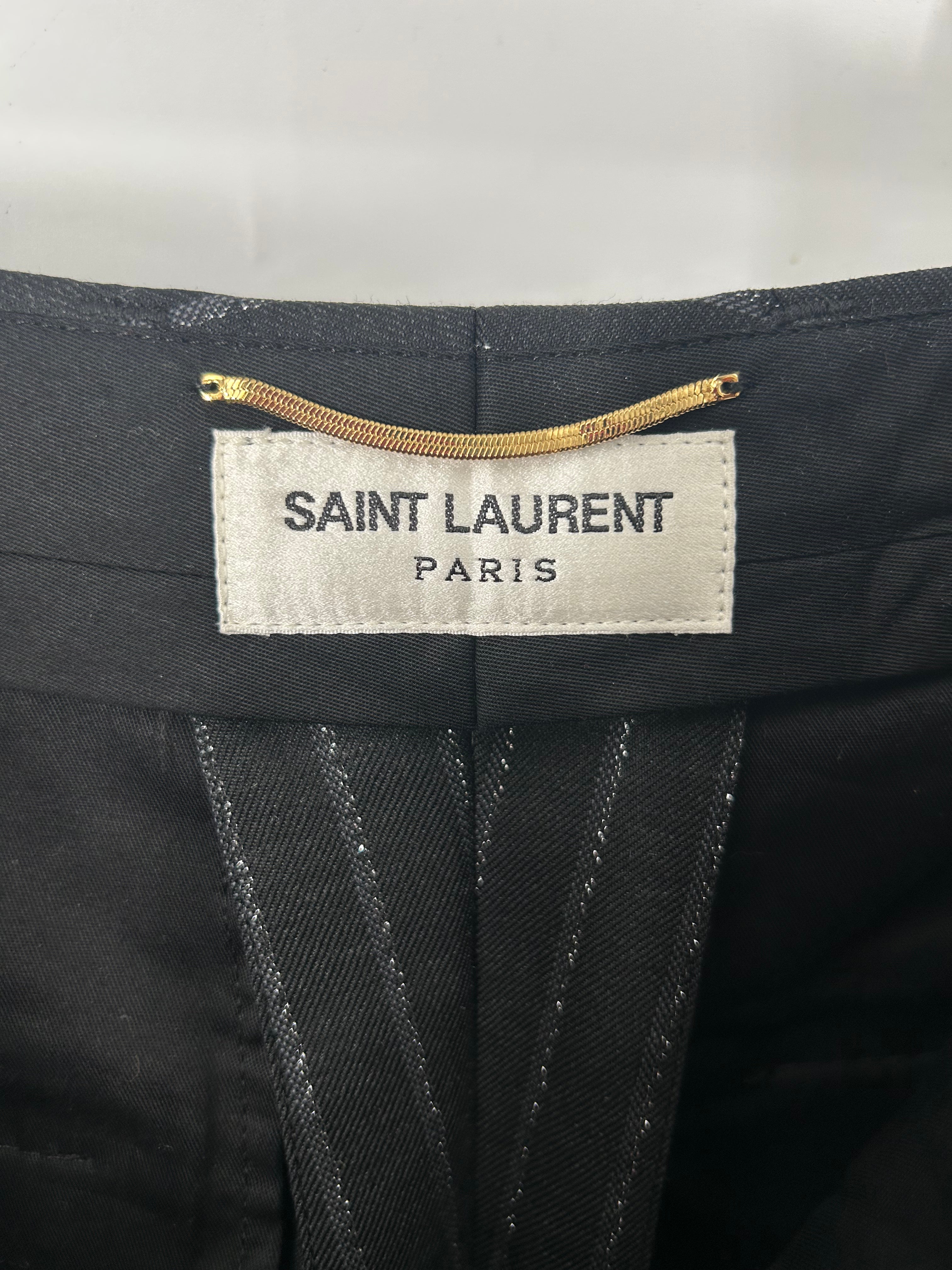 SAINT LAURENT/Straight Pants/39/Cotton/BLK/Stripe/2019 GLITTER PINSTRIPE RUNWAY view 3