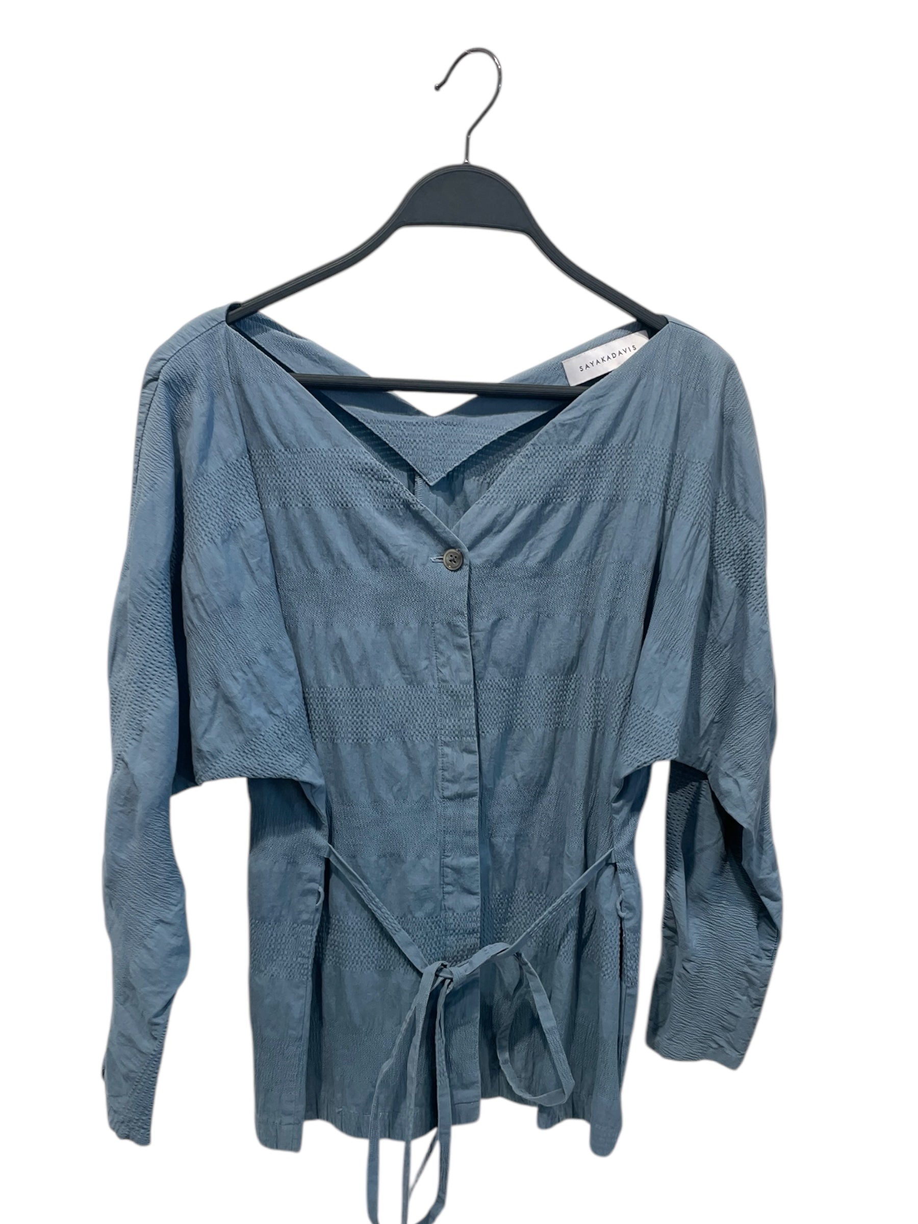 SAYAKADAVIS/LS Blouse/2/Cotton/BLU/tIE wAIST - sINGLE BUTTON - v view 1
