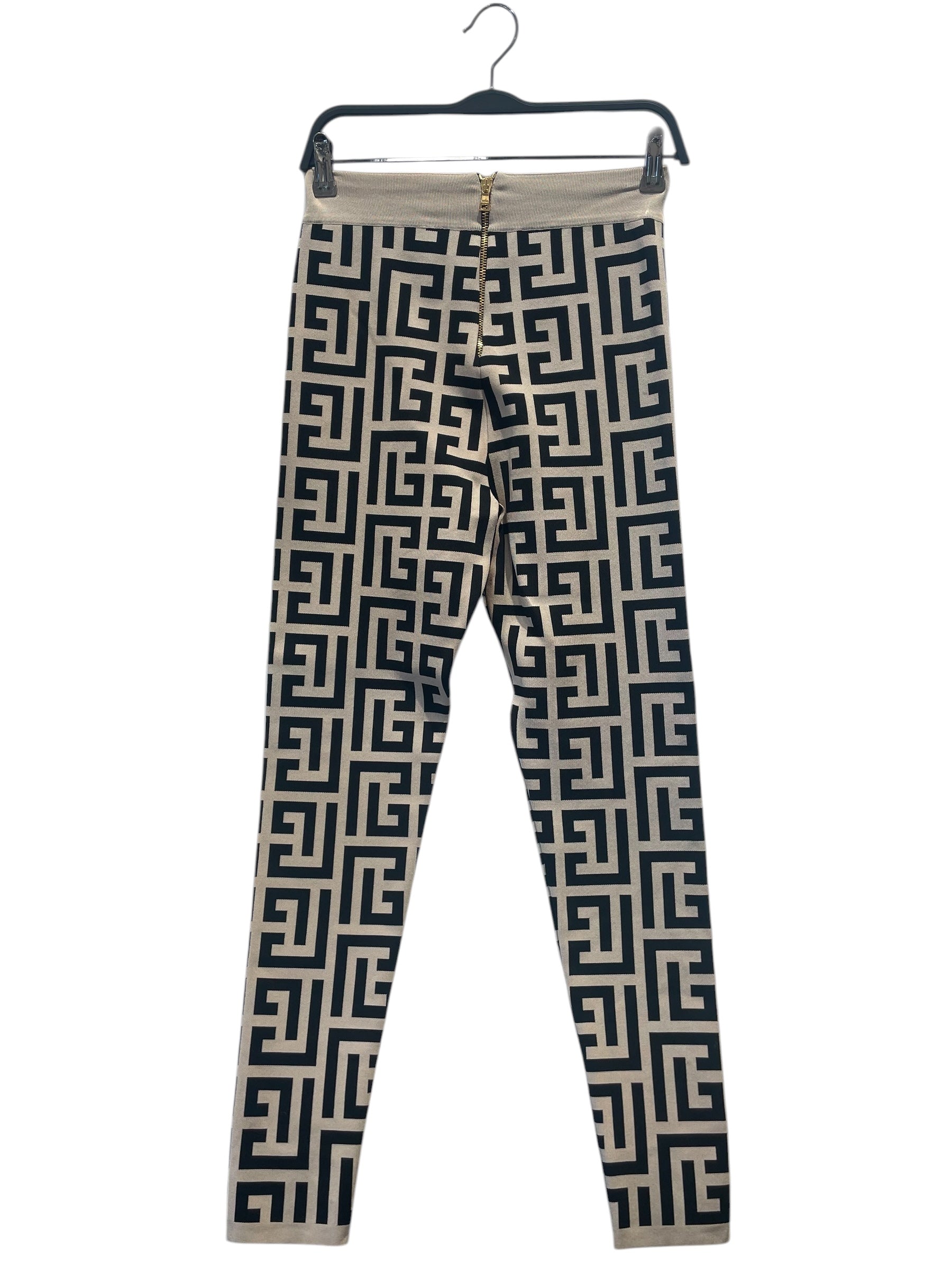 BALMAIN/Straight Pants/L/Monogram/Cotton/BEG/MONOGRAM KNIT LEGGINGS view 3