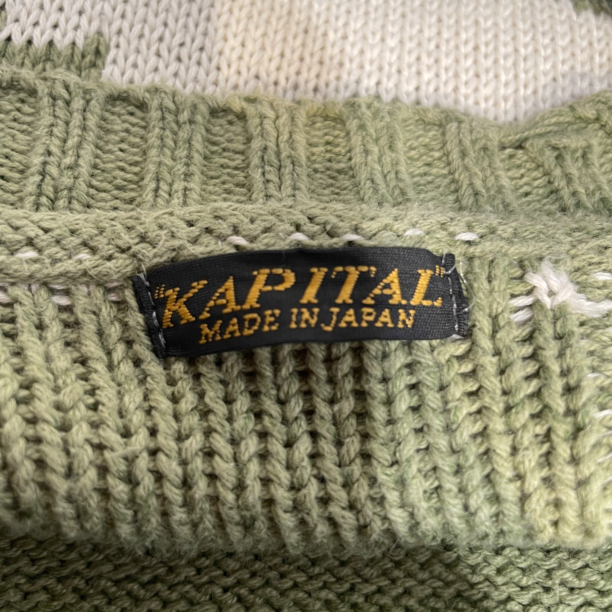 KAPITAL/Sweater/M/Graphic/Cotton/GRN/Distressed/BONE Crew Skeleton Sweater view 3