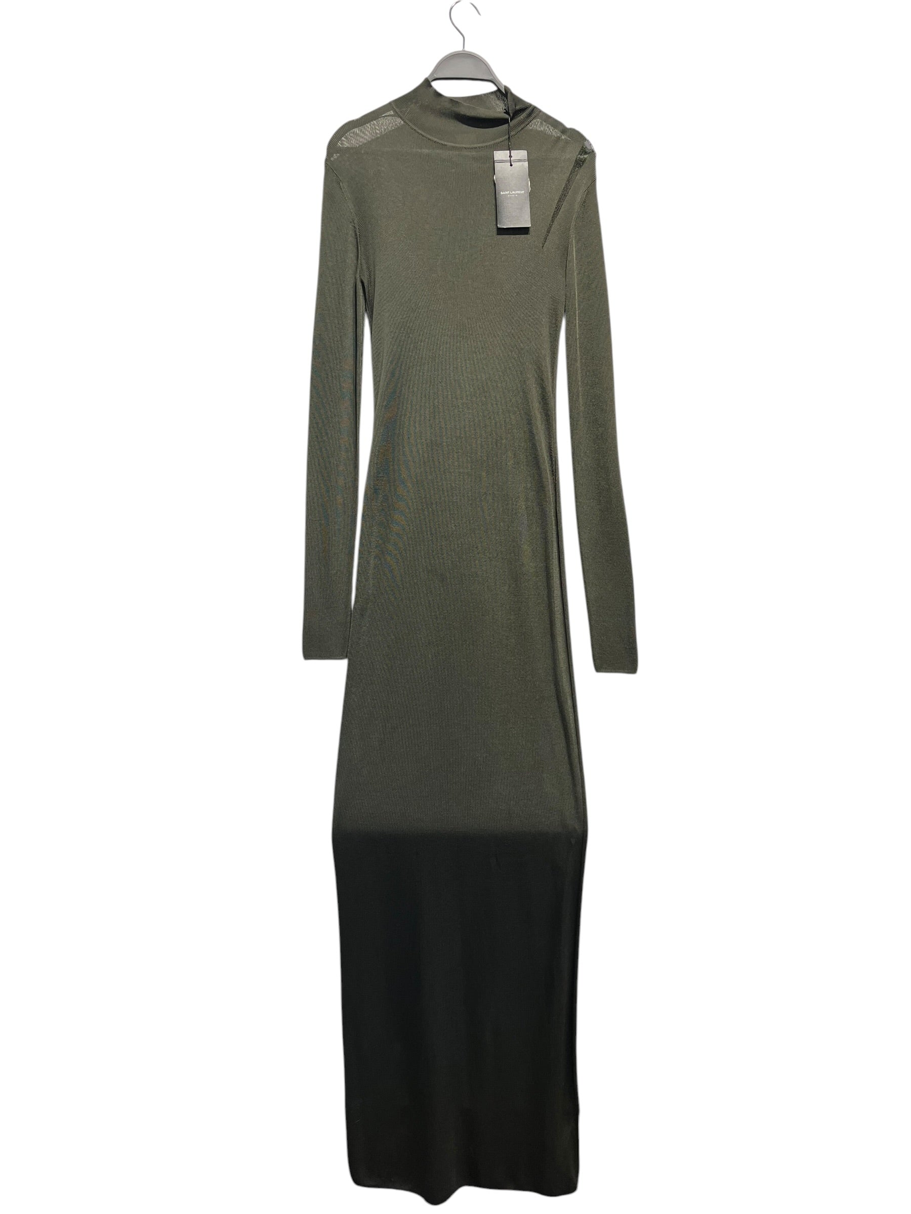 SAINT LAURENT/Dress/M/Polyester/GRN/SEMI SHEER FULL BODY view 1