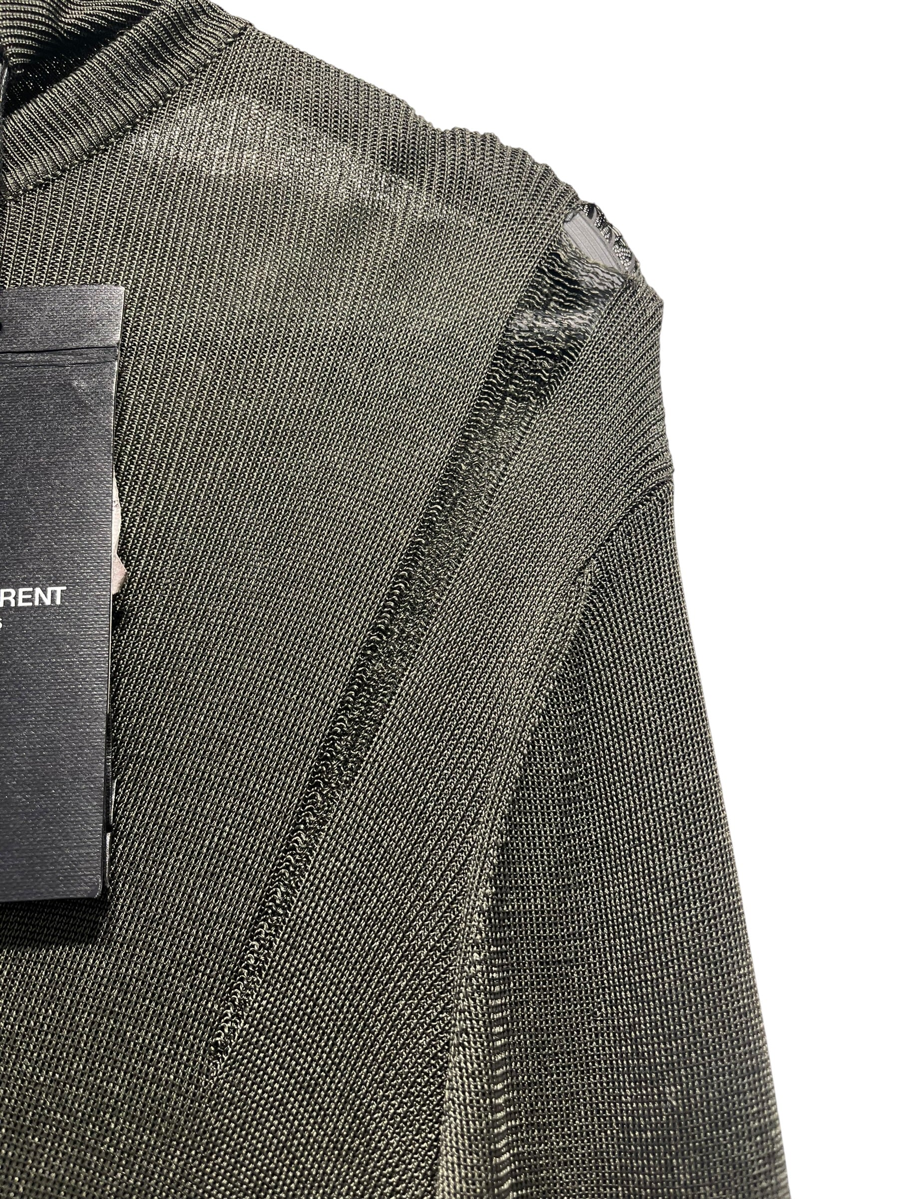 SAINT LAURENT/Dress/M/Polyester/GRN/SEMI SHEER FULL BODY view 4