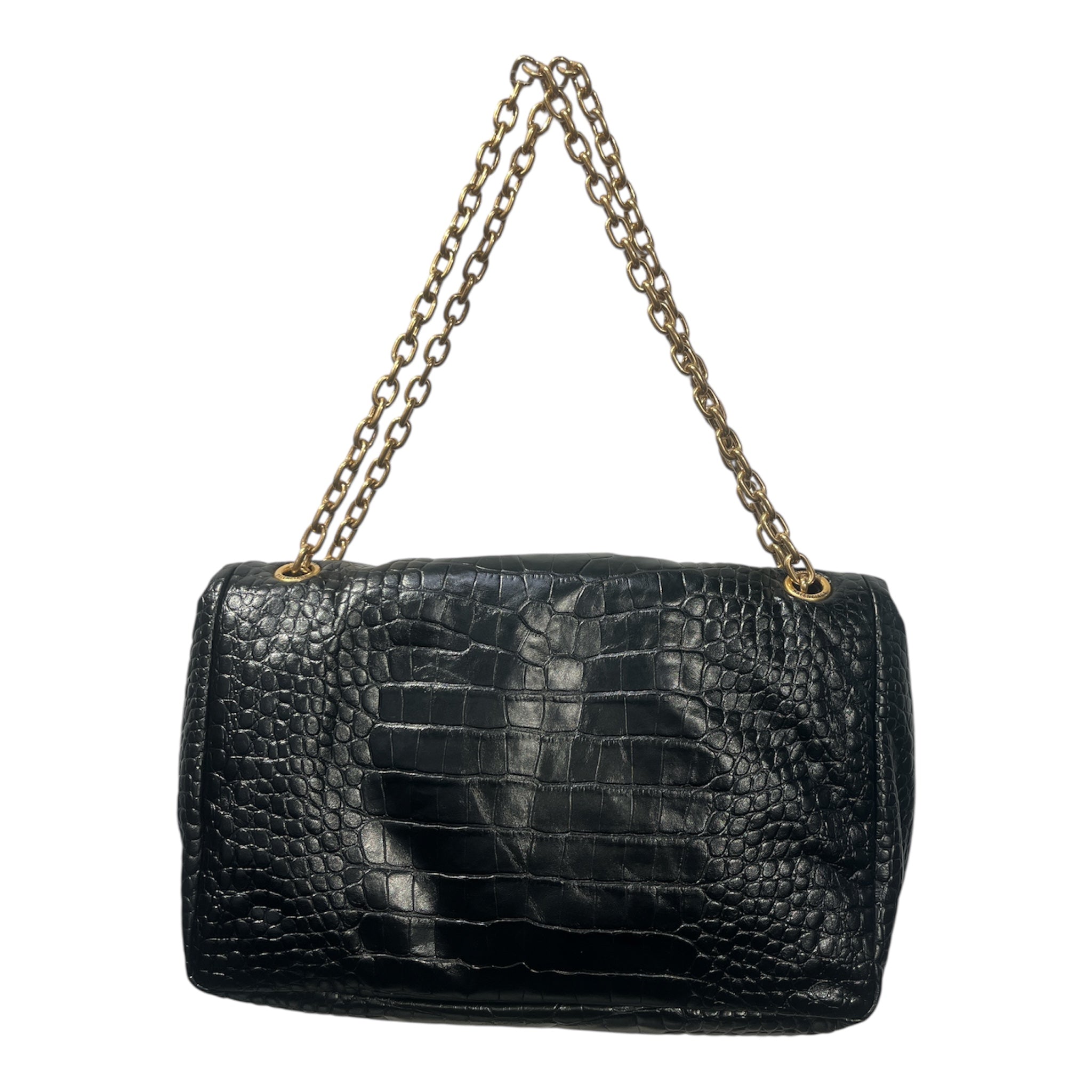 BALENCIAGA/Cross Body Bag/Leather/BLK/CROC-LEATHER/GOLDCHAIN view 2