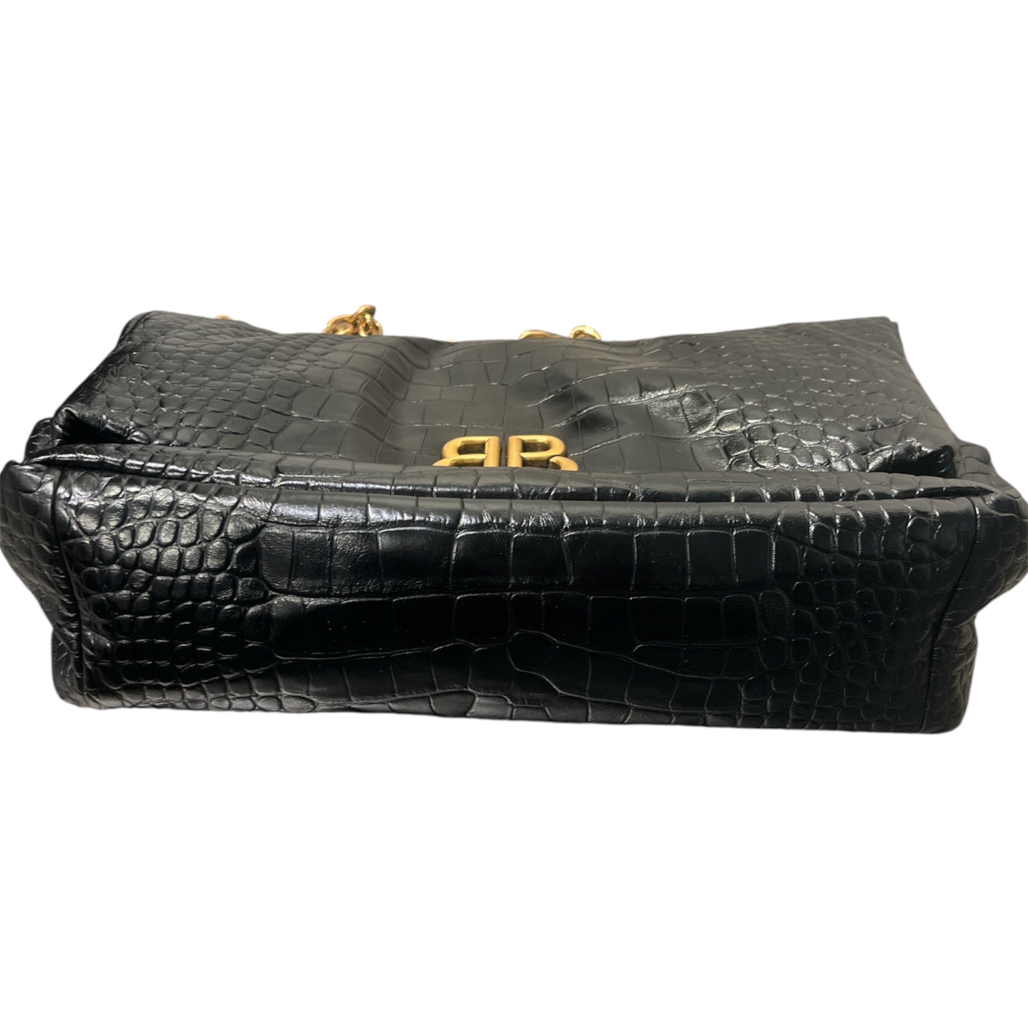 BALENCIAGA/Cross Body Bag/Leather/BLK/CROC-LEATHER/GOLDCHAIN view 3