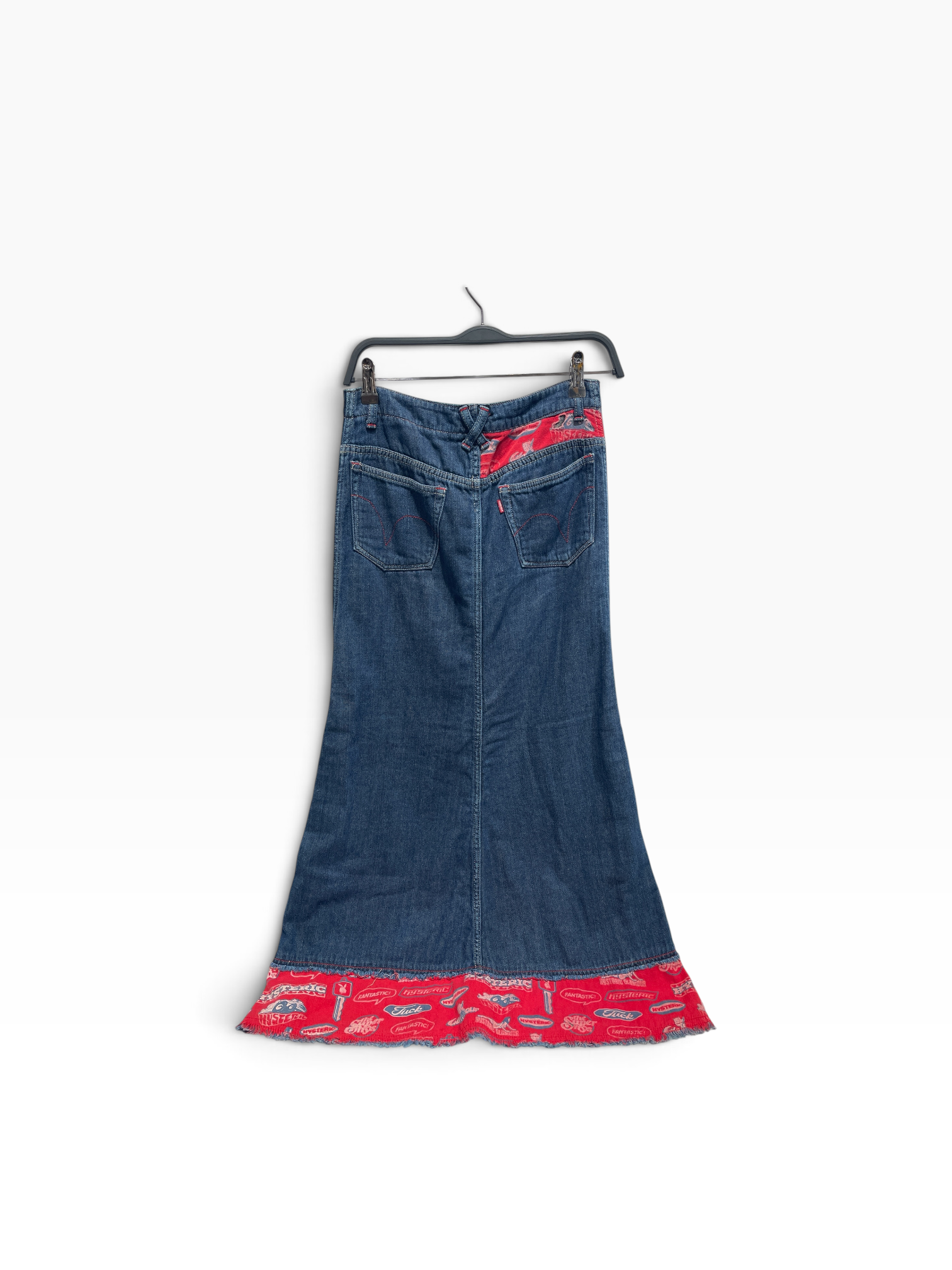 HYSTERIC GLAMOUR/Long Skirt/S/Denim/NVY/Maxi Length/Front Patch Pockets, Red Logo view 2