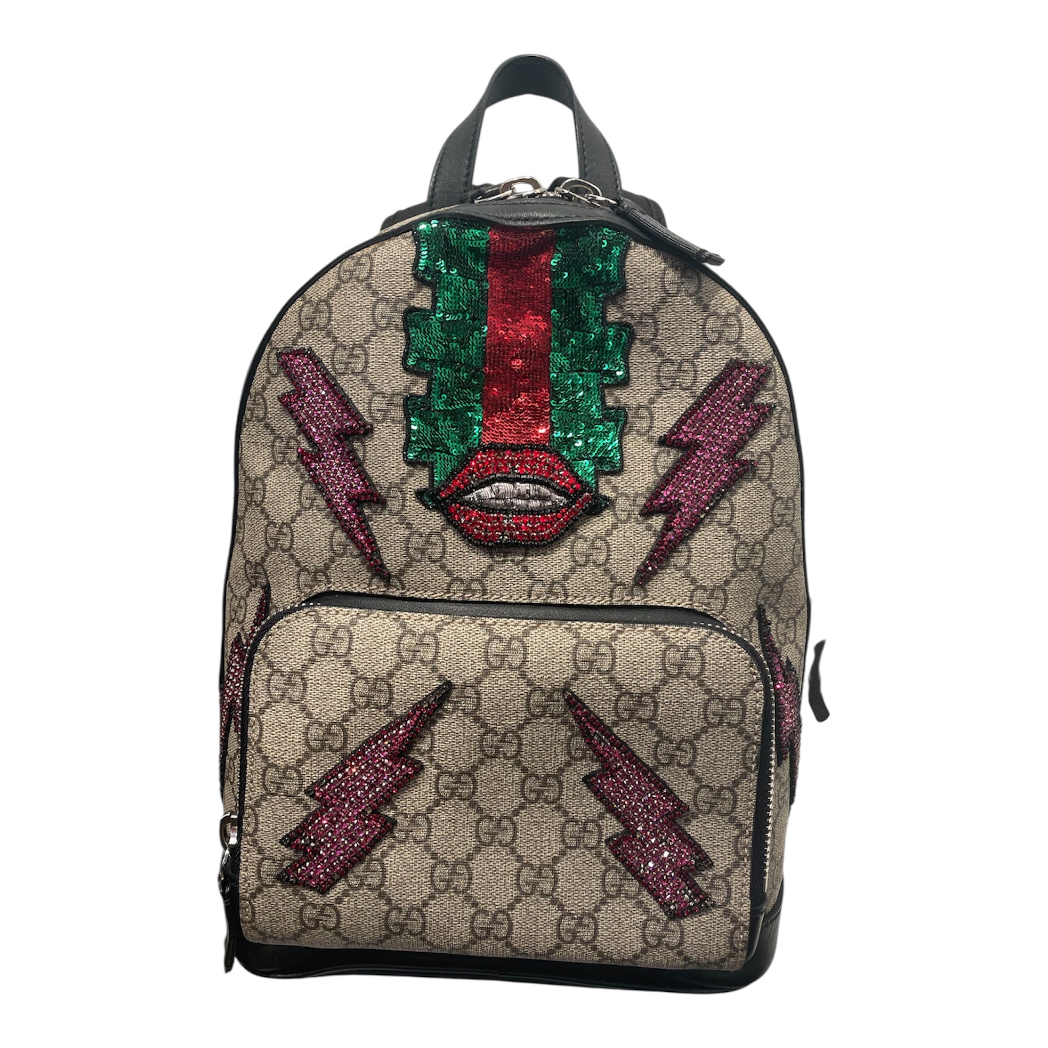 GUCCI/Backpack/Monogram/Leather/KHK/SUPREME BEADED SKY view 1