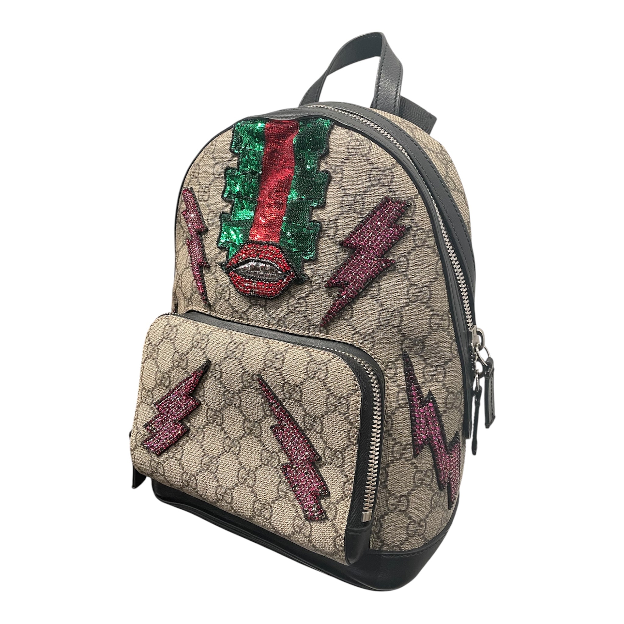 GUCCI/Backpack/Monogram/Leather/KHK/SUPREME BEADED SKY view 6