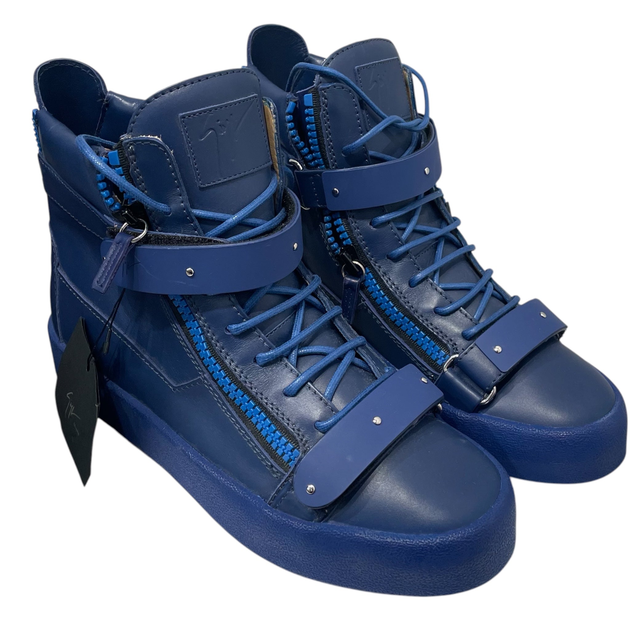 GIUSEPPE ZANOTTI DESIGN/Hi-Sneakers/EU 44/Leather/BLU/TRIPLE BLU DOUBLE STRAP view 1