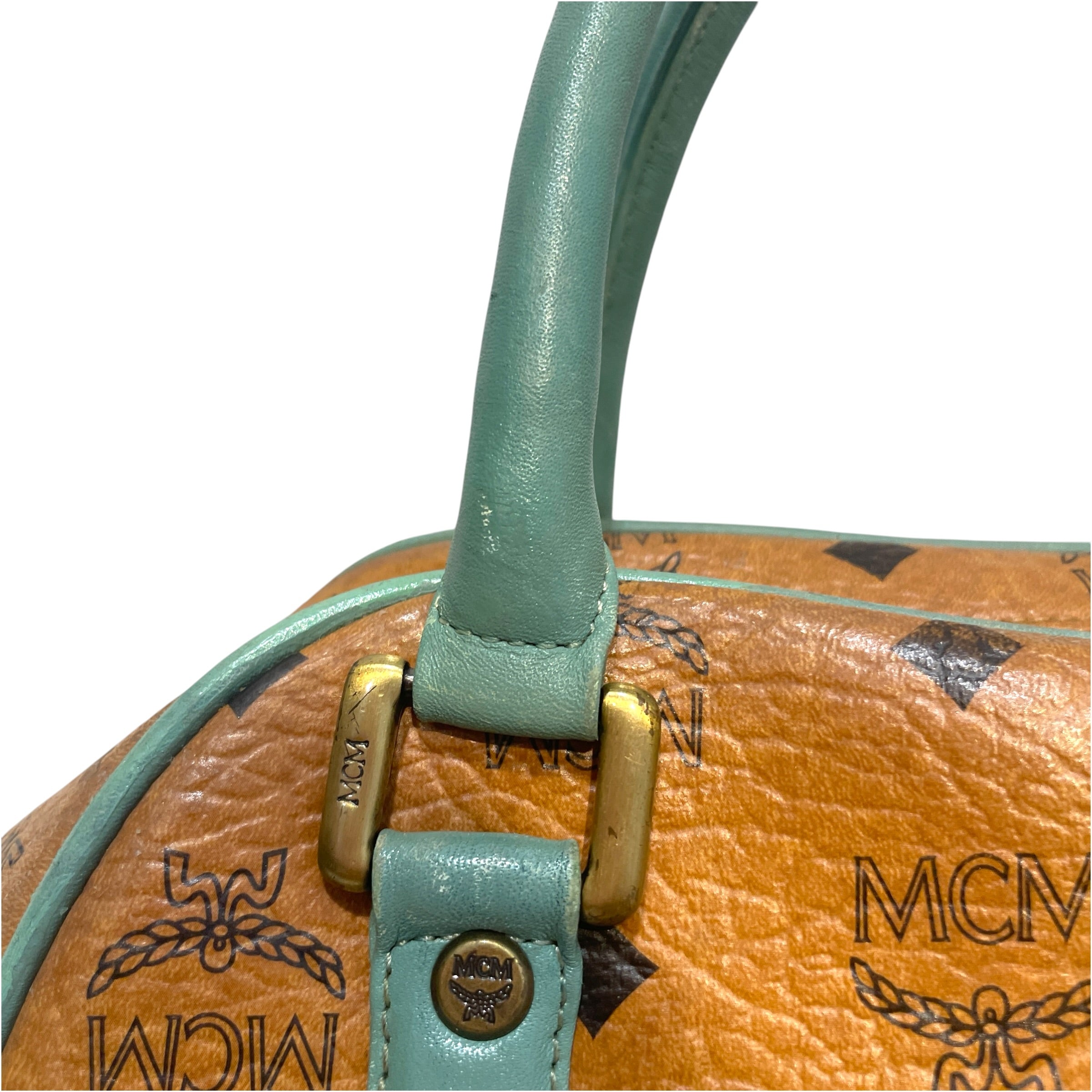 MCM/Boston Bag/Monogram/Leather/BRW/Boston Visetos Turquoise Bag view 4