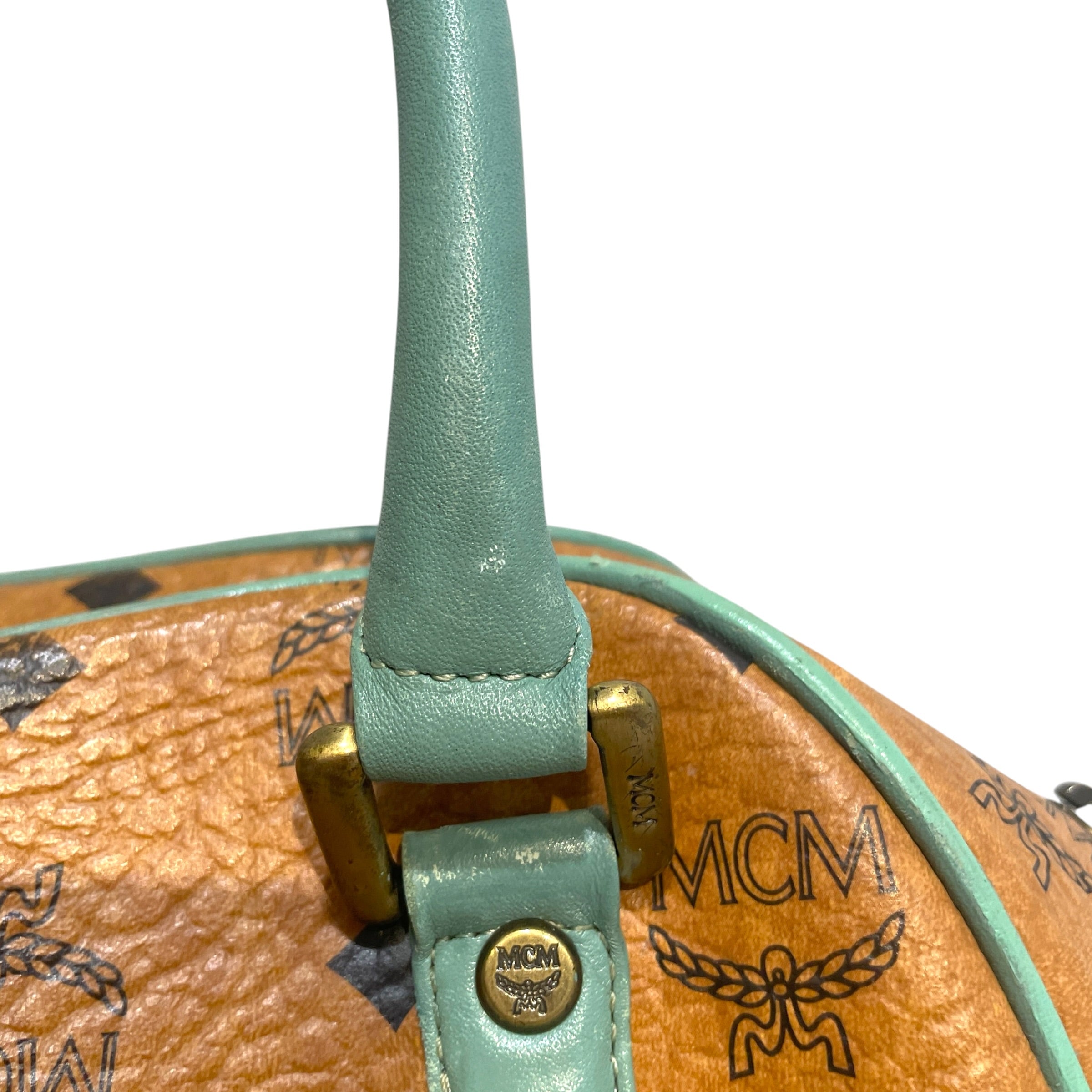 MCM/Boston Bag/Monogram/Leather/BRW/Boston Visetos Turquoise Bag view 5