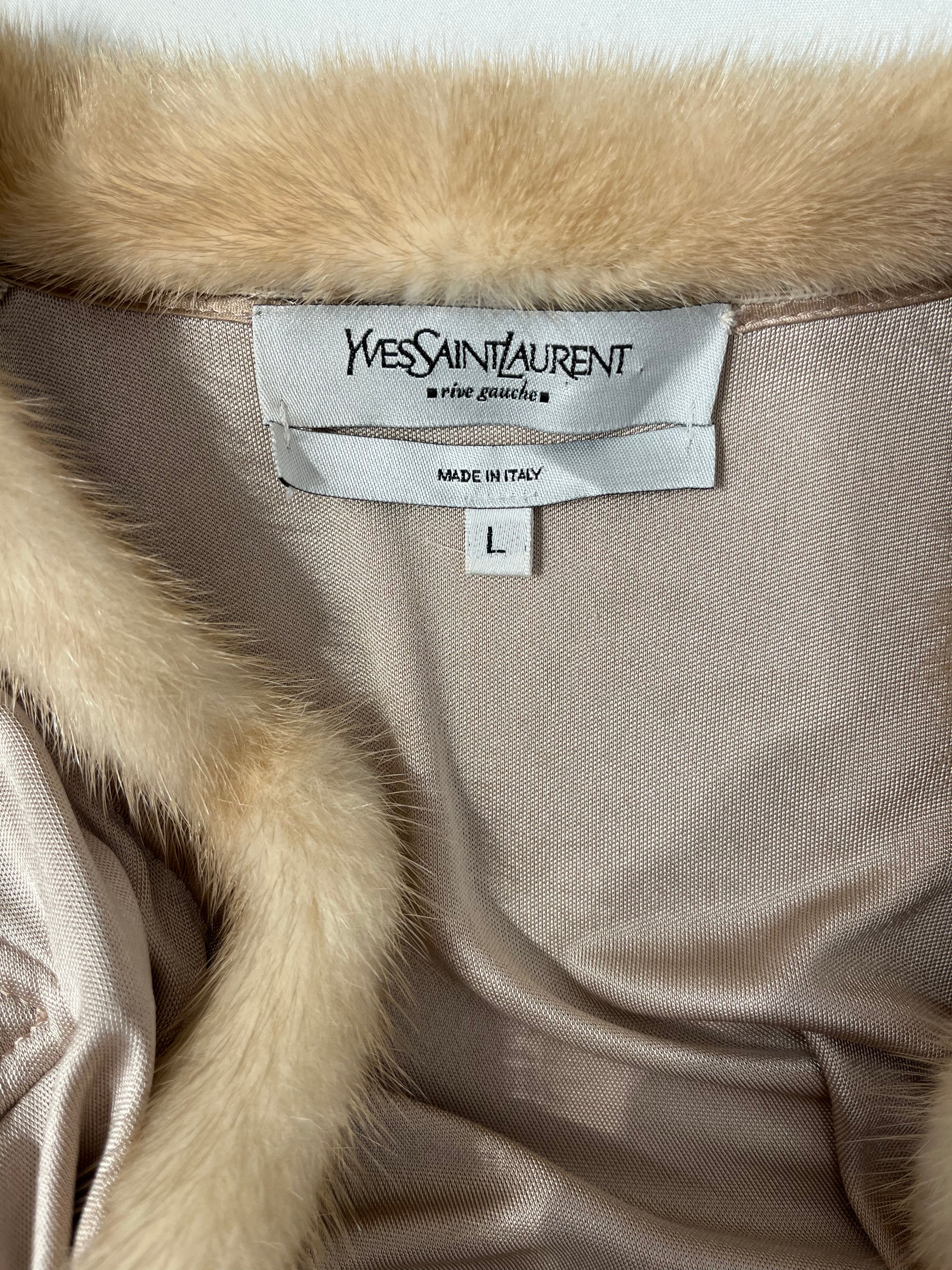 YVES SAINT LAURENT rive gauche/Jacket/L/Silk/BEG/FW 2004 MINK WRAP TOP TOM FORD view 3