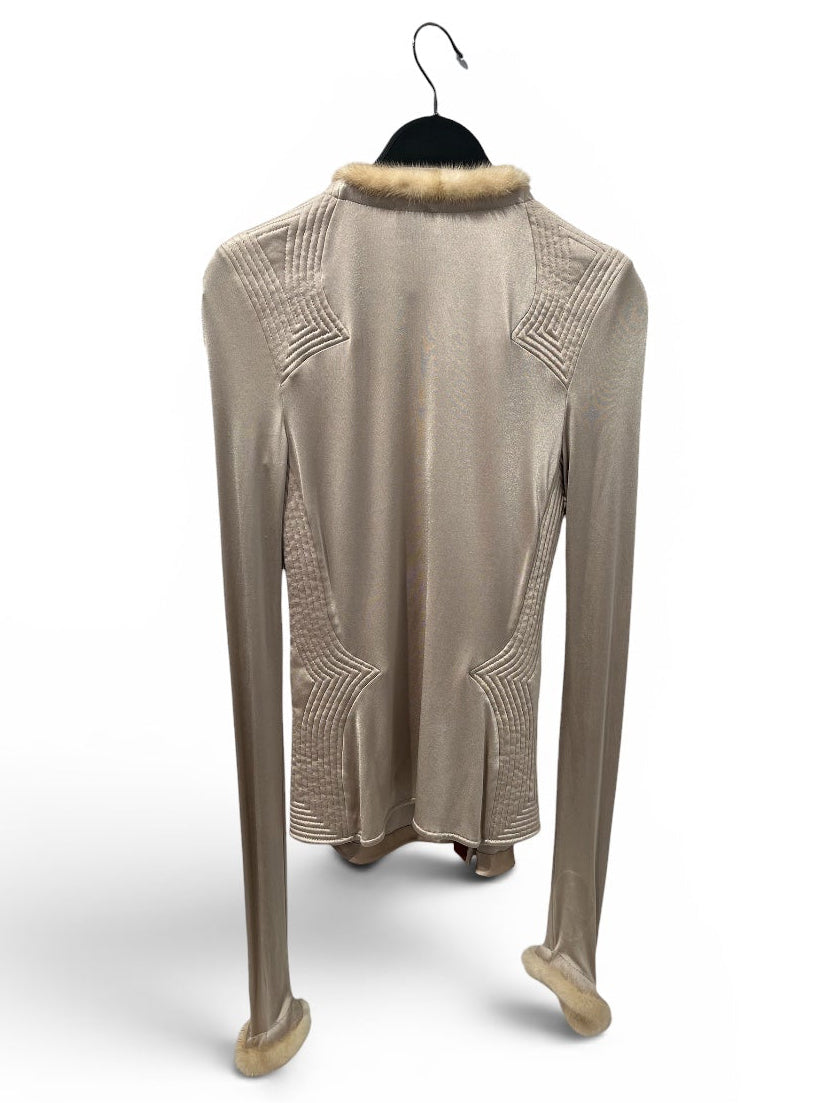 YVES SAINT LAURENT rive gauche/Jacket/L/Silk/BEG/FW 2004 MINK WRAP TOP TOM FORD view 2