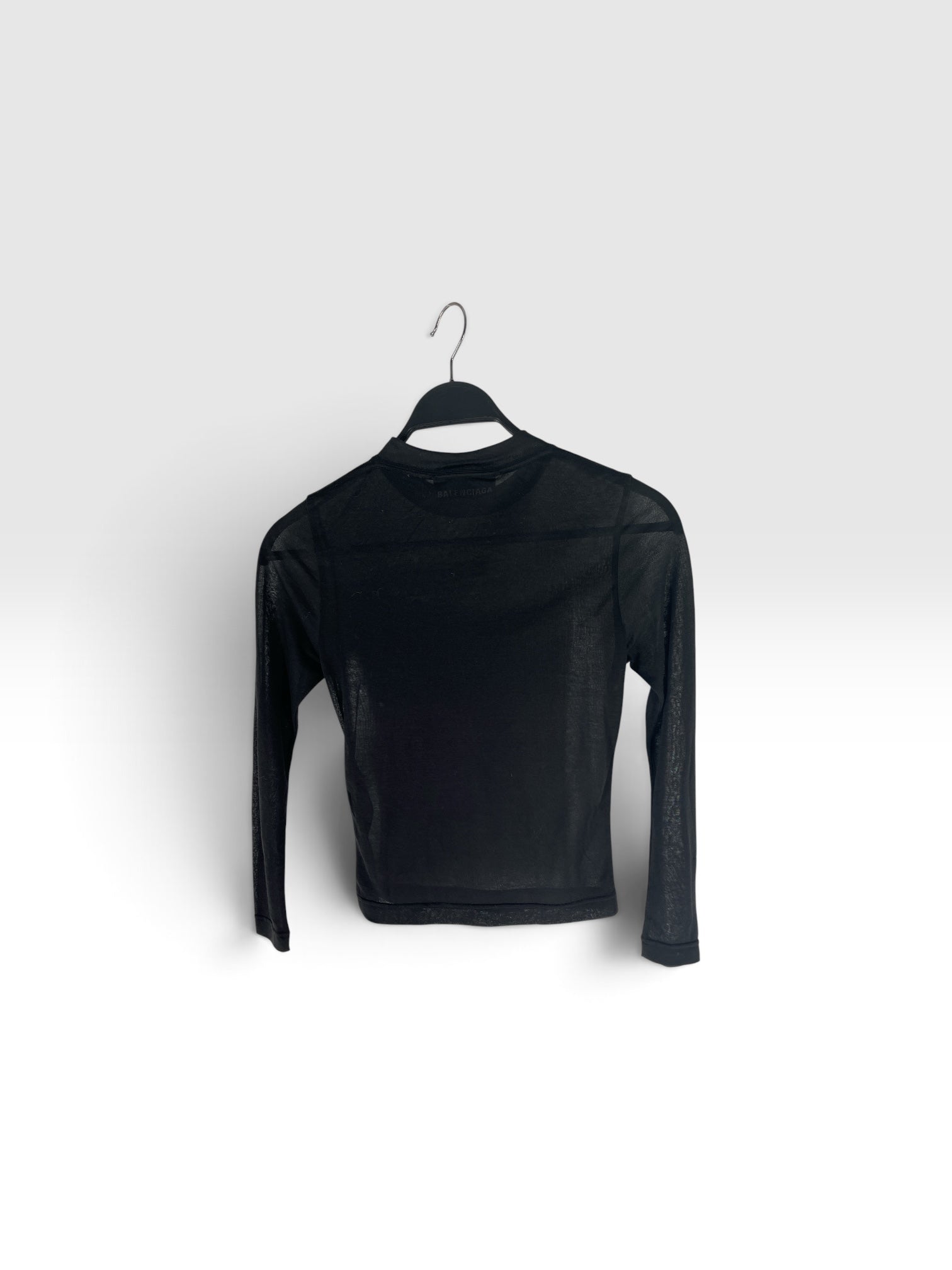 BALENCIAGA/LS T-Shirt/XS/Cotton/BLK/PLAIN BLACK SEMI SHEER LS view 3