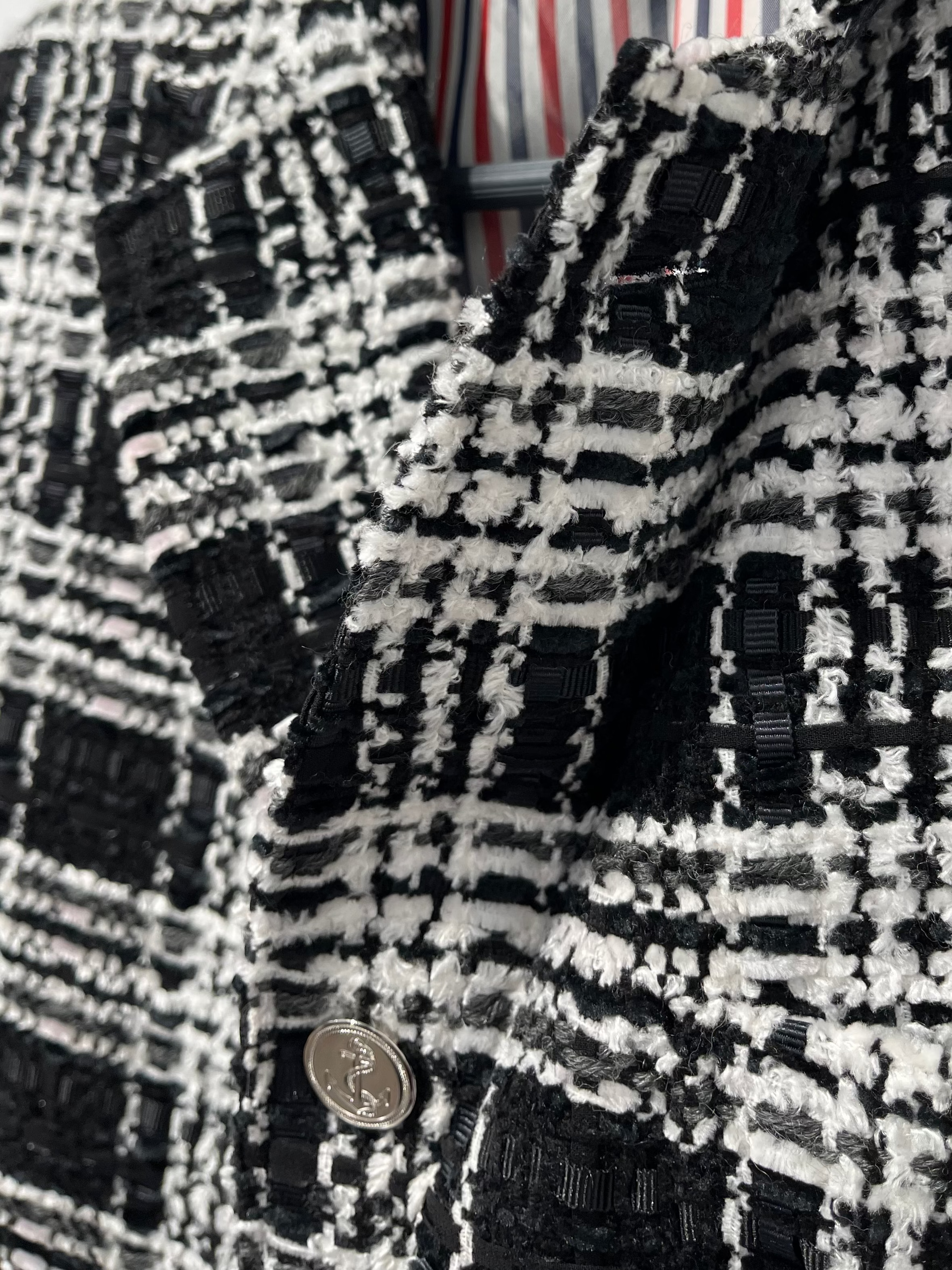 THOM BROWNE. NEW YORK/Tailored Jkt/1/Wool/WHT/Plaid/B&W TWEED view 5
