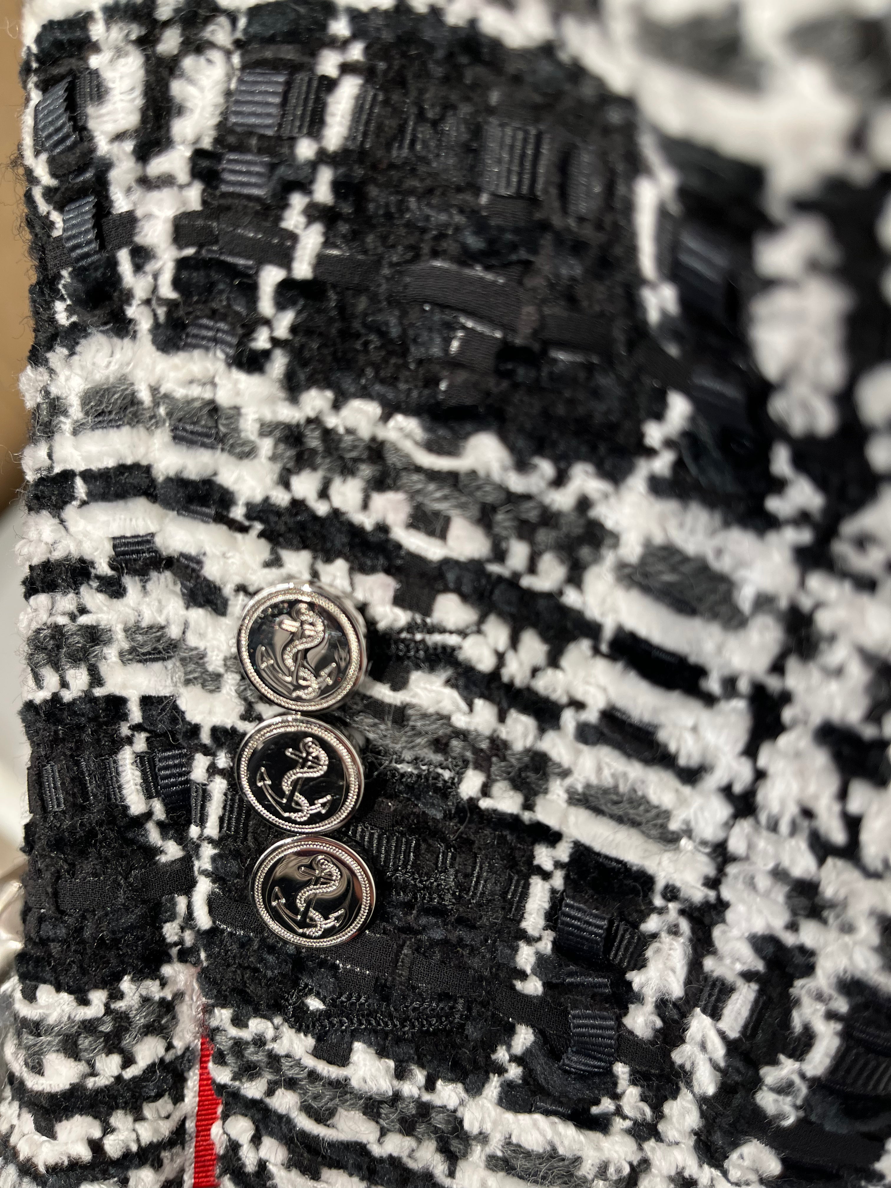 THOM BROWNE. NEW YORK/Tailored Jkt/1/Wool/WHT/Plaid/B&W TWEED view 7