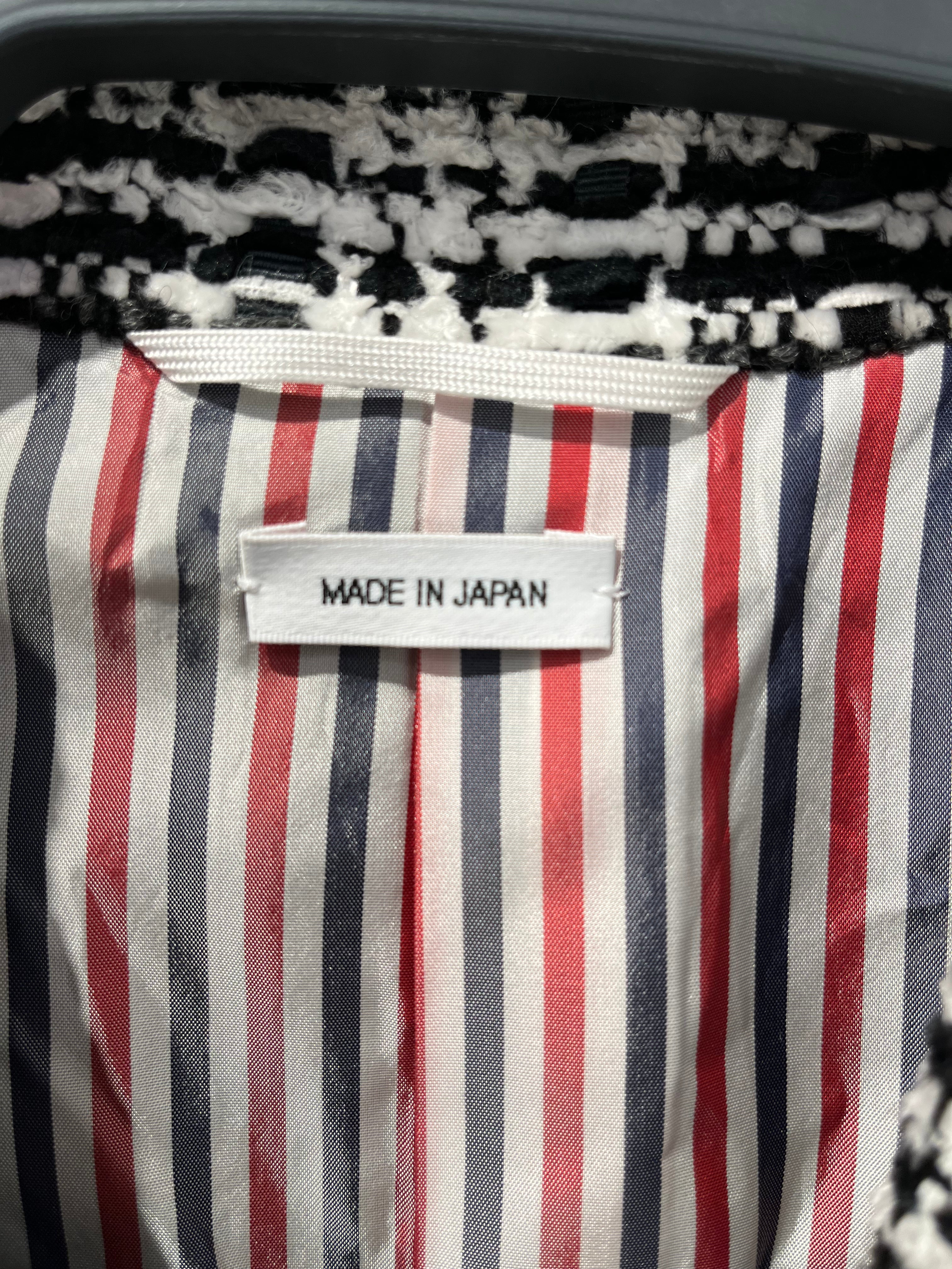 THOM BROWNE. NEW YORK/Tailored Jkt/1/Wool/WHT/Plaid/B&W TWEED view 4