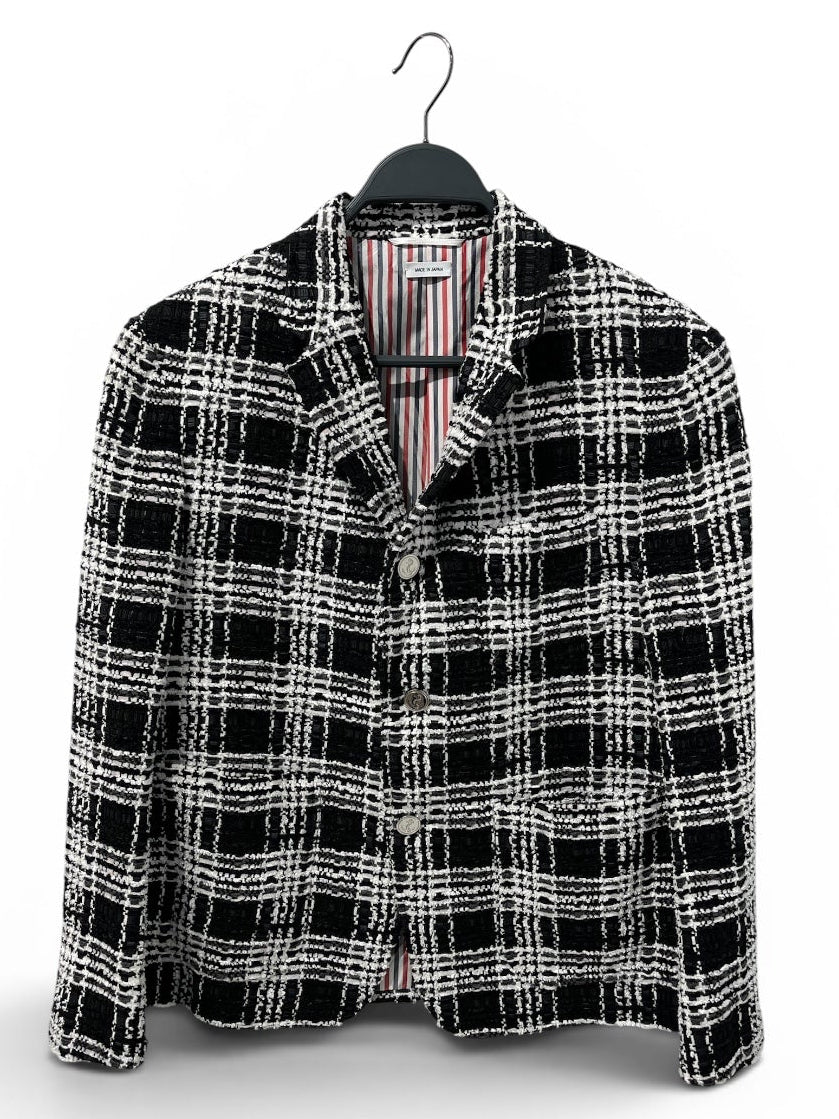 THOM BROWNE. NEW YORK/Tailored Jkt/1/Wool/WHT/Plaid/B&W TWEED view 1