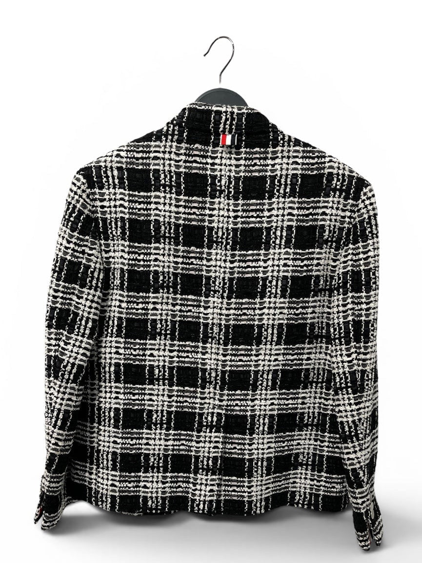 THOM BROWNE. NEW YORK/Tailored Jkt/1/Wool/WHT/Plaid/B&W TWEED view 2
