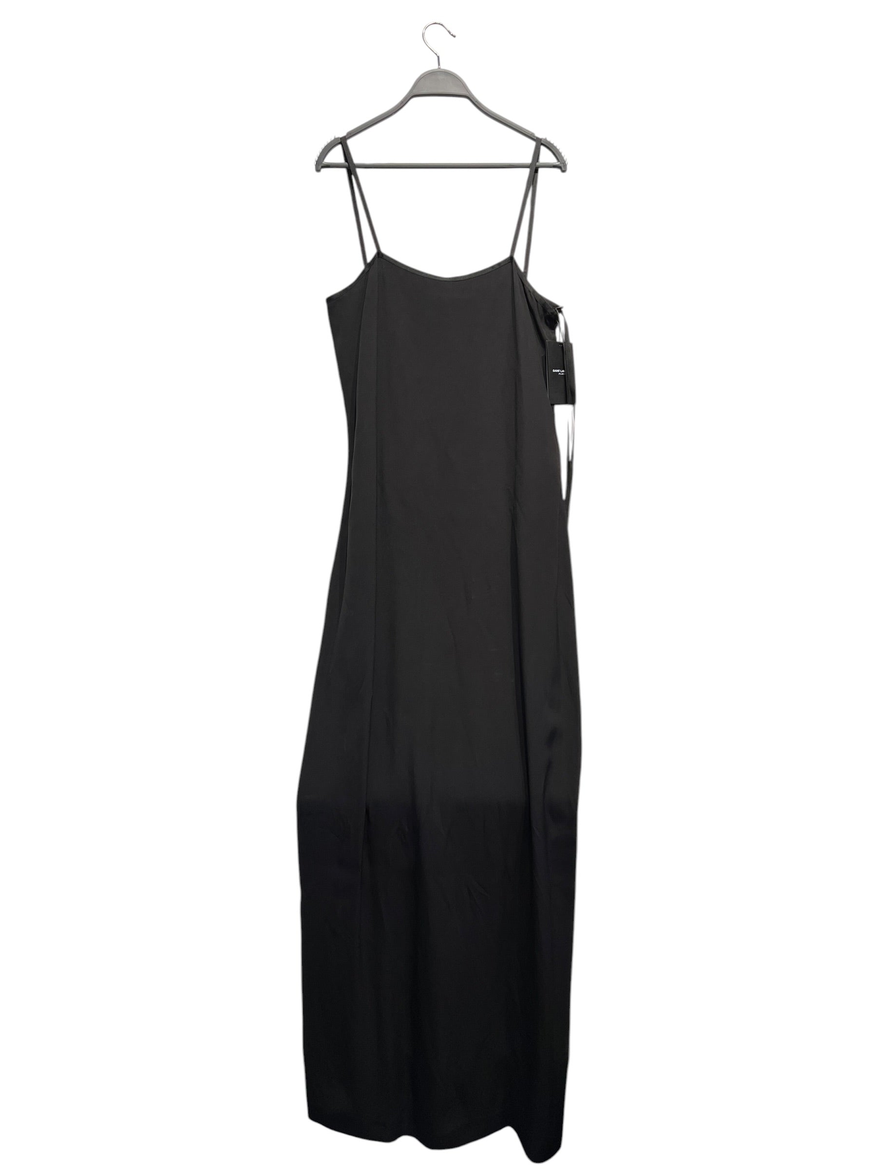 SAINT LAURENT/Dress/42/Silk/BLK/CREPE SATIN LONG SLIP ON SIDE view 1