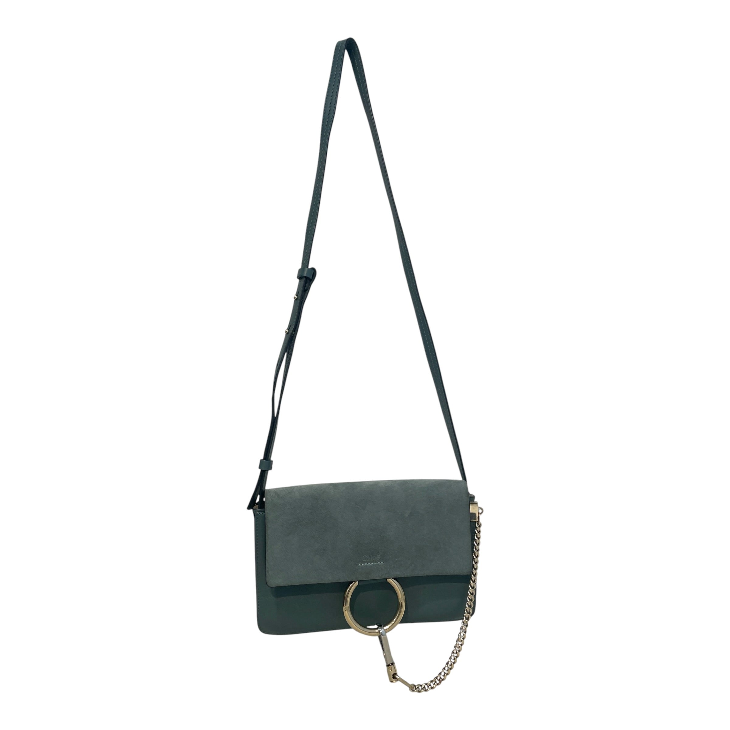 Chloe/Cross Body Bag/Suede/BLU/'Faye' Metallic Chain Ring view 1