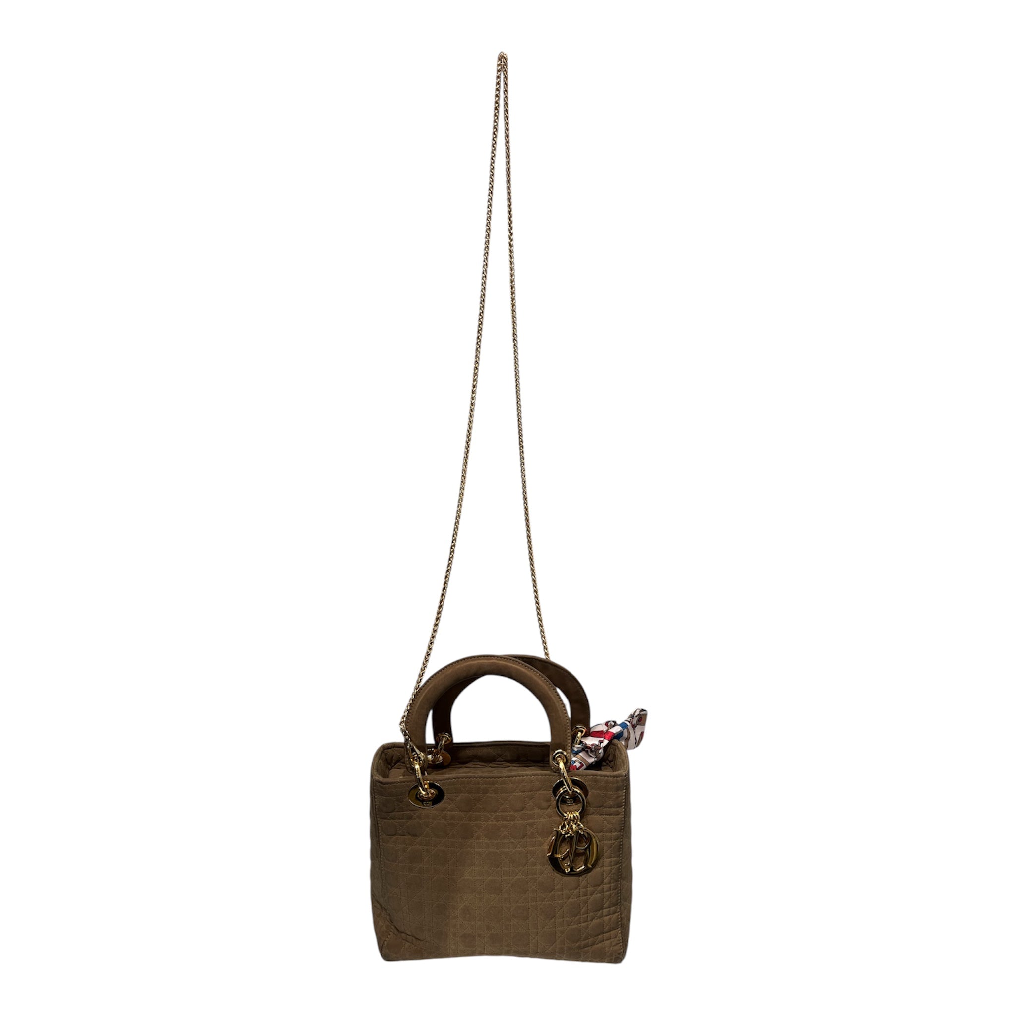 Christian Dior/Hand Bag/Nylon/KHK/LADY DIOR MEDIUM view 1