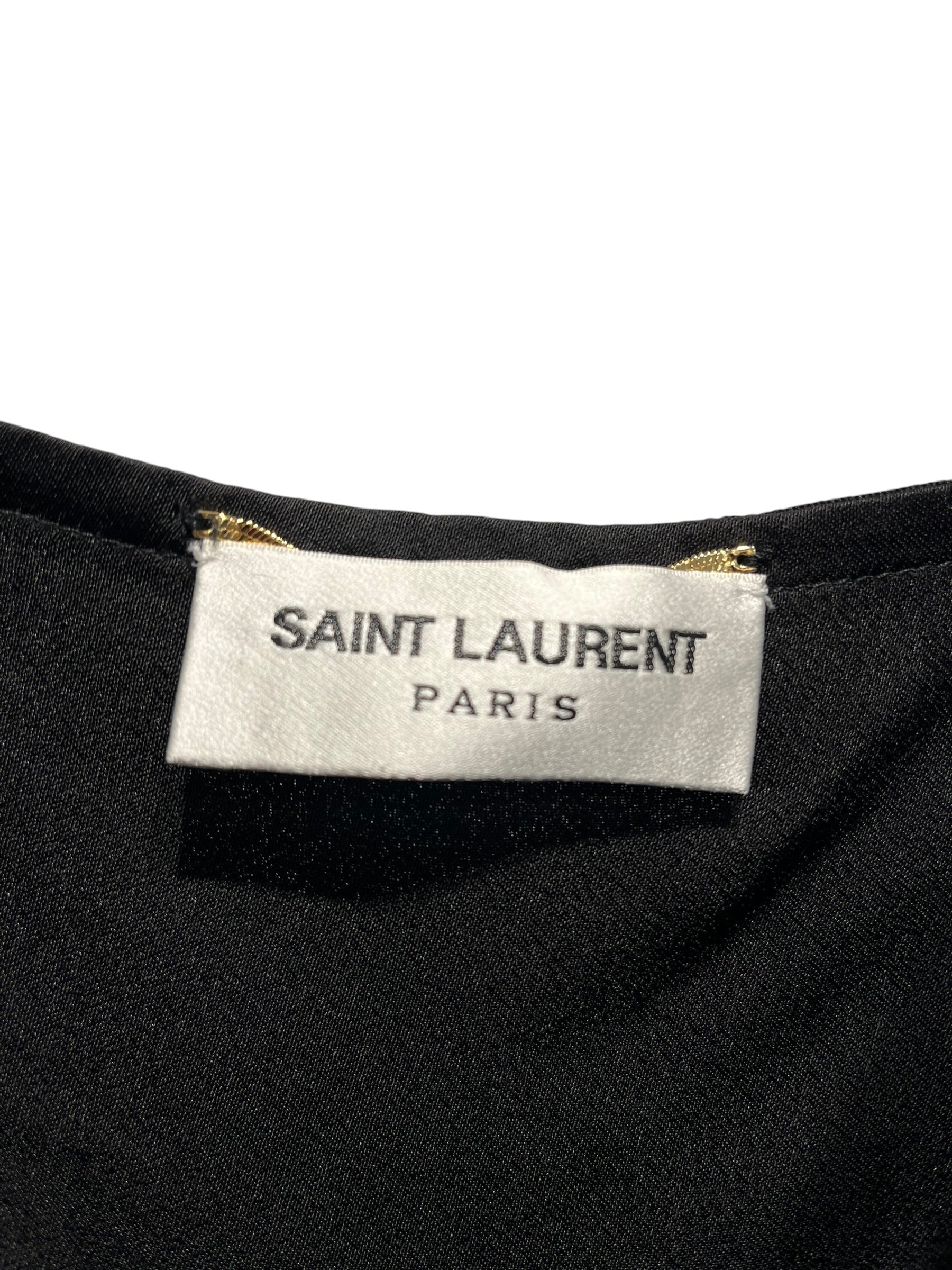 SAINT LAURENT/Dress/42/Silk/BLK/CREPE SATIN LONG SLIP ON SIDE view 3