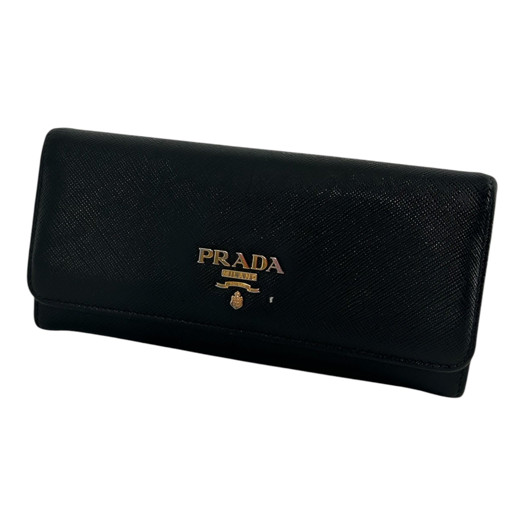 PRADA/Long Wallet/Leather/BLK/L's/HIBISCUS SAFFAINO LONG WALLET view 1