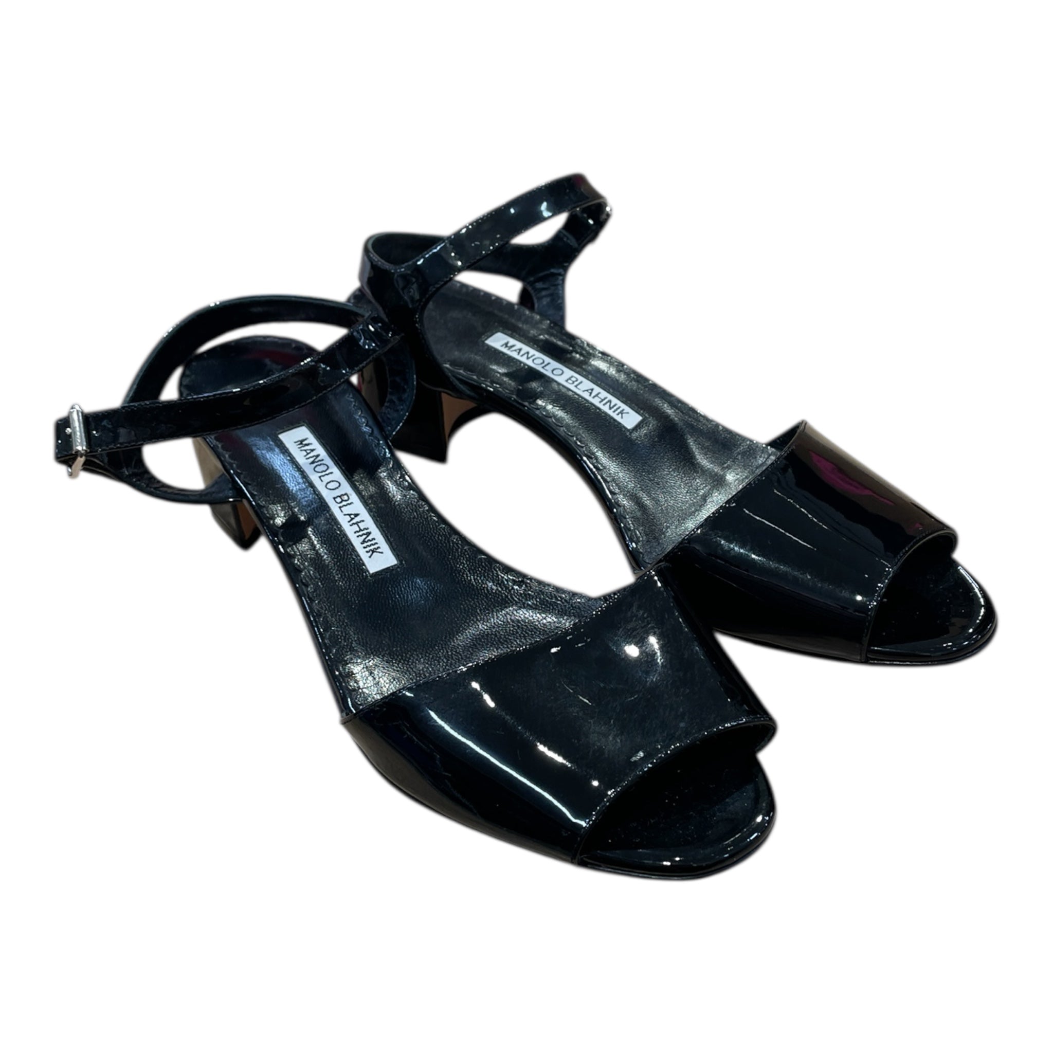 MANOLO BLAHNIK/Sandals/US 7/Leather/BLK/manolo blahnik view 1