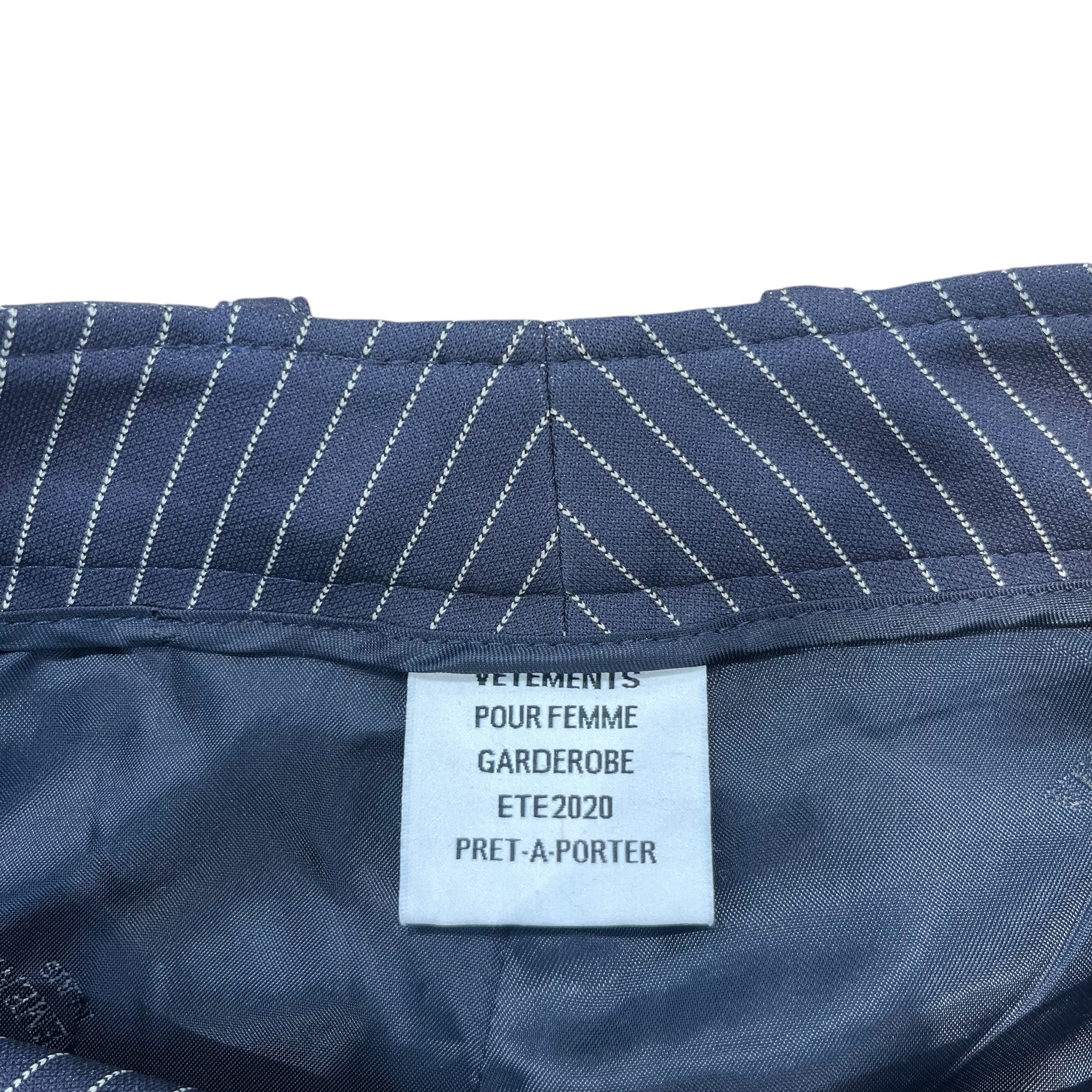 VETEMENTS/Long Skirt/S/Stripe/Polyester/NVY/2020 DISTRESS HEM W BUTTONS view 3