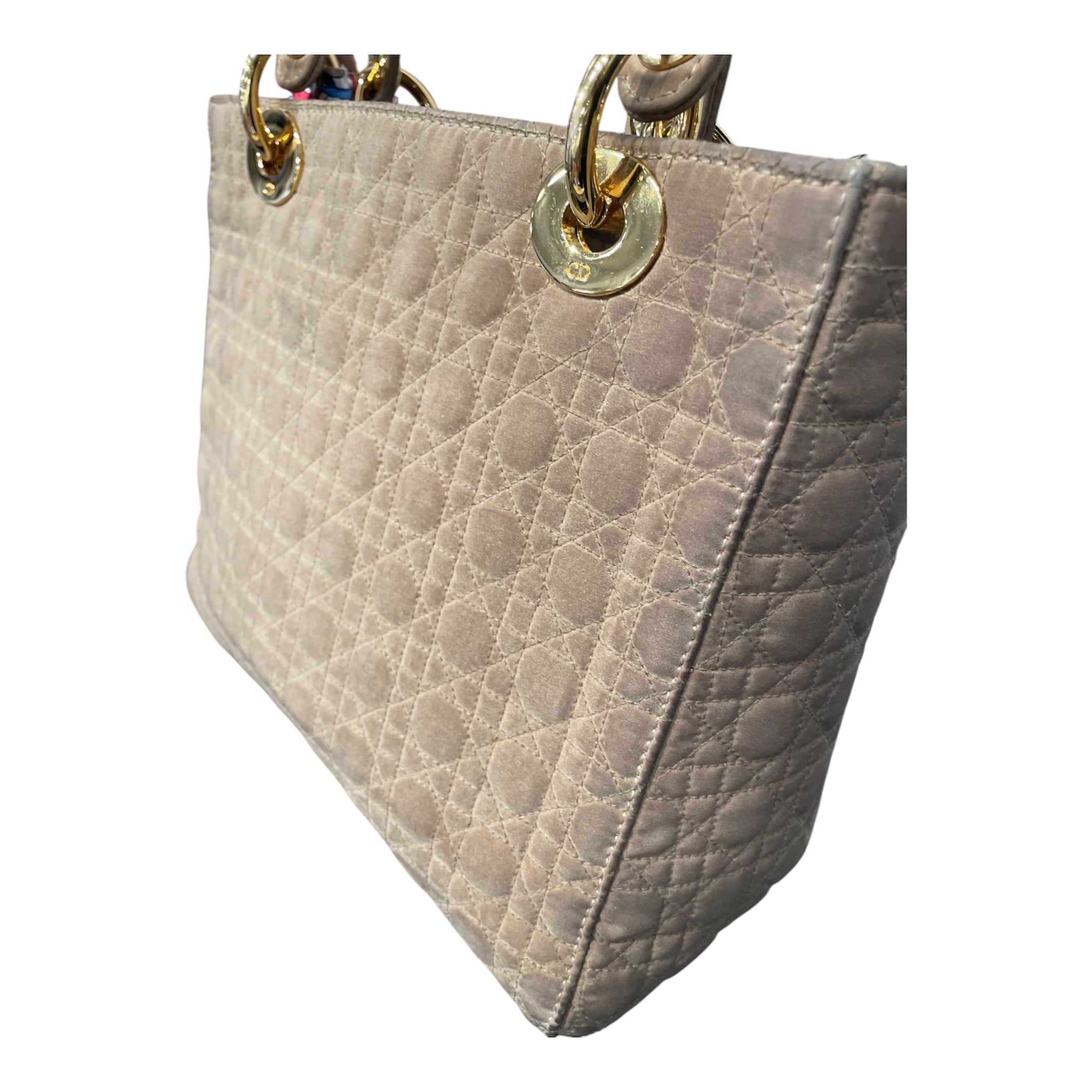 Christian Dior/Hand Bag/Nylon/KHK/LADY DIOR MEDIUM view 6