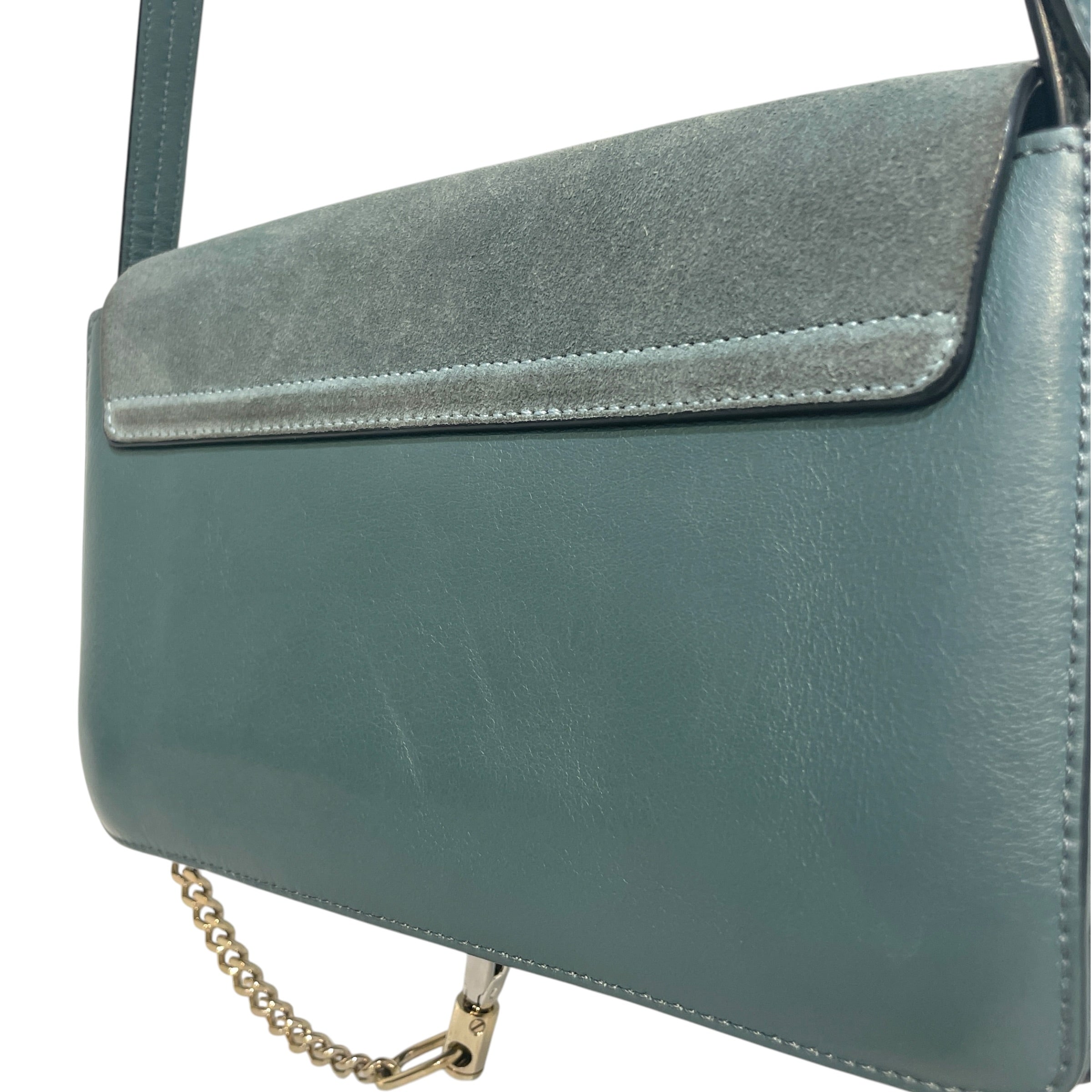 Chloe/Cross Body Bag/Suede/BLU/'Faye' Metallic Chain Ring view 5