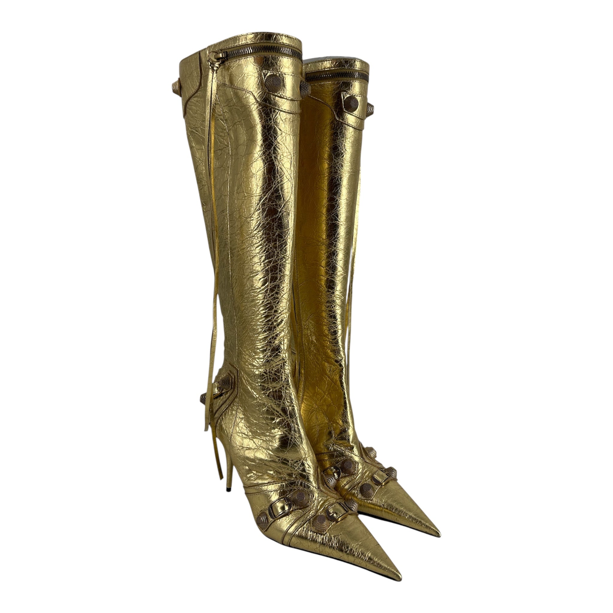 BALENCIAGA/Long Boots/EU 39.5/Leather/GLD/CAGOLE MOTO BOOTS KNEE HIGH view 1