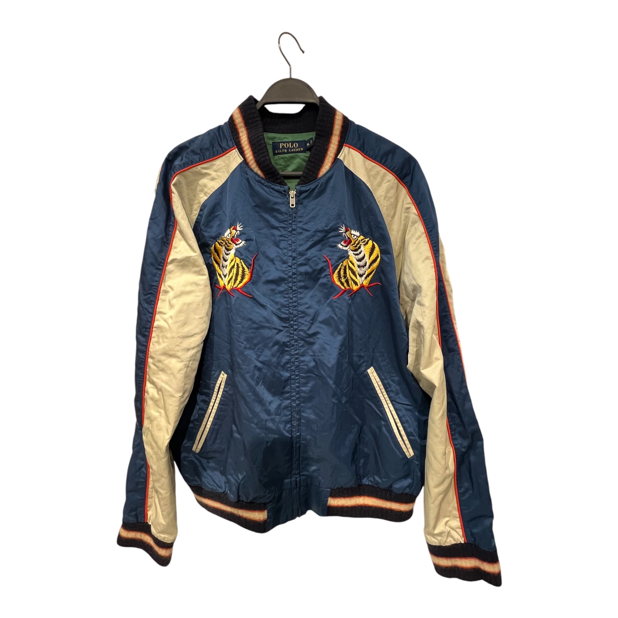 POLO RALPH LAUREN/Souvenir Jkt/XL/Polyester/BLU/Graphic/VINTAGE/HAWAII TIGER