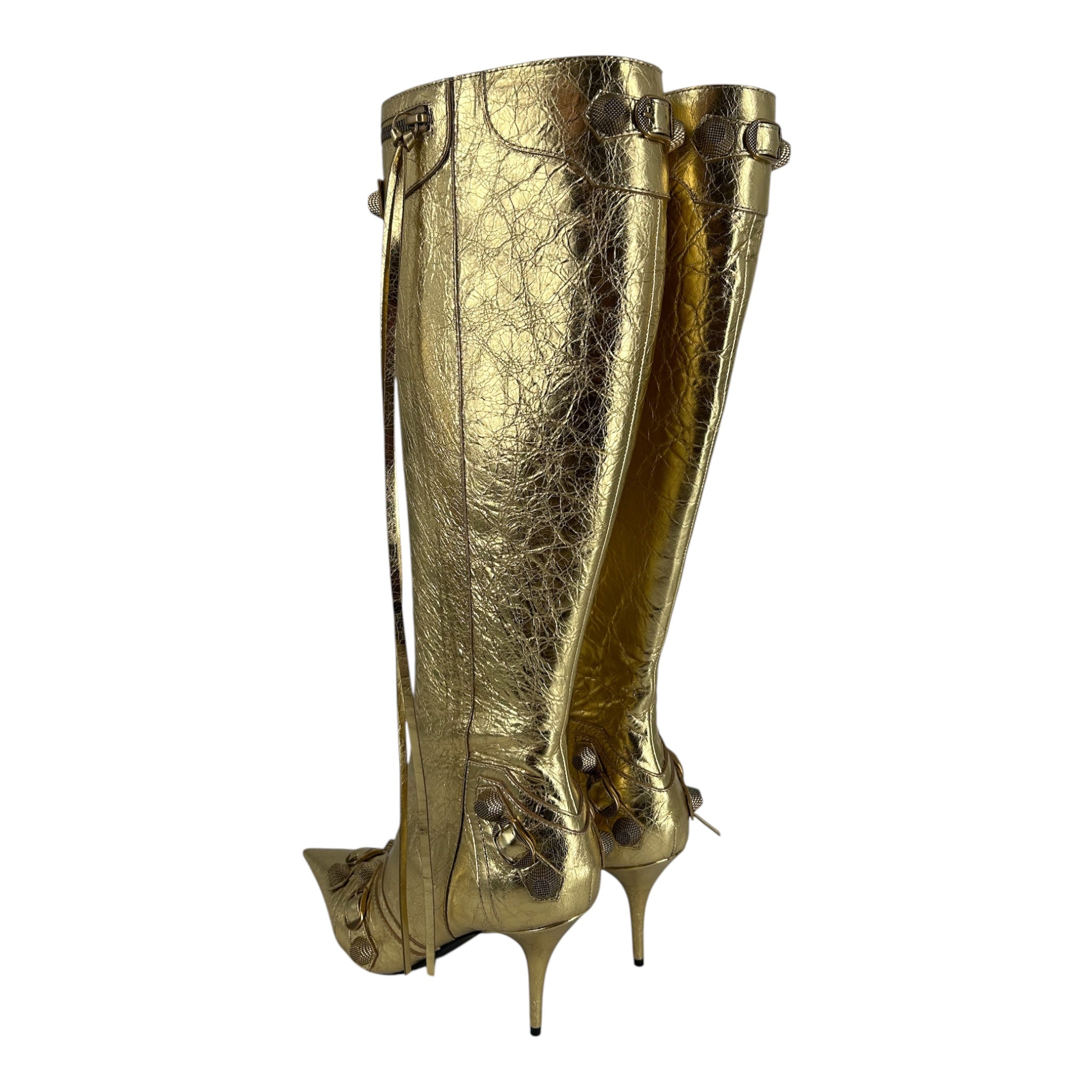BALENCIAGA/Long Boots/EU 39.5/Leather/GLD/CAGOLE MOTO BOOTS KNEE HIGH view 2