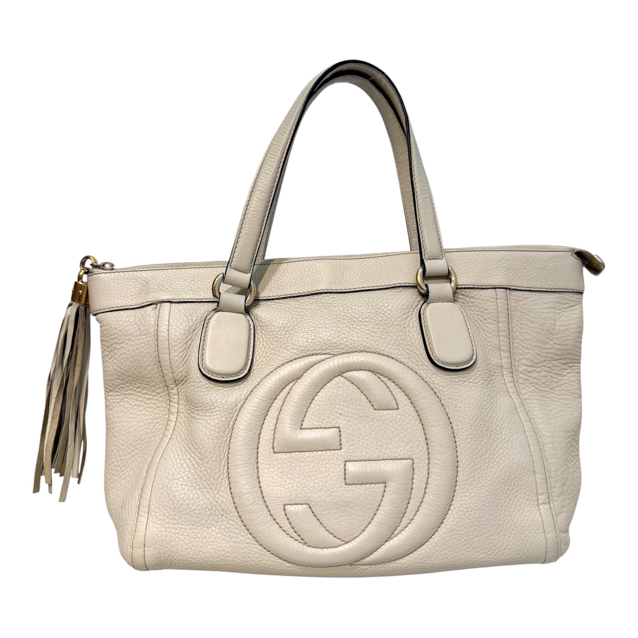 GUCCI/Hand Bag/Leather/WHT/Double G Soho Top Handle Bag view 1
