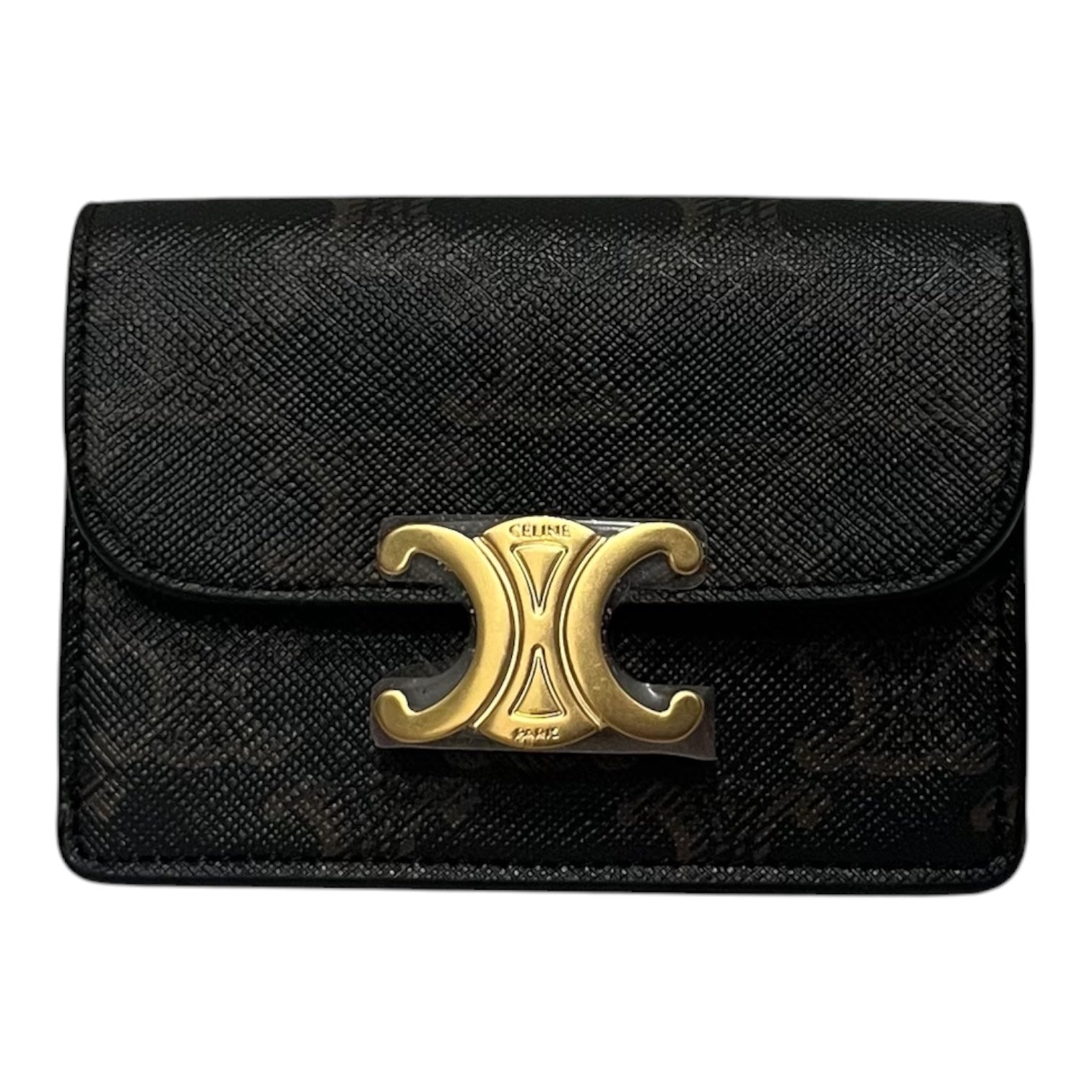 CELINE/Bifold Wallet/Monogram/Leather/BRW/CARD HOLDER WITH FLAP/TAGS view 1