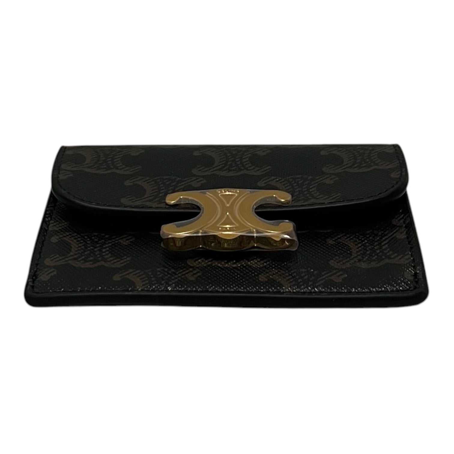 CELINE/Bifold Wallet/Monogram/Leather/BRW/CARD HOLDER WITH FLAP/TAGS view 3