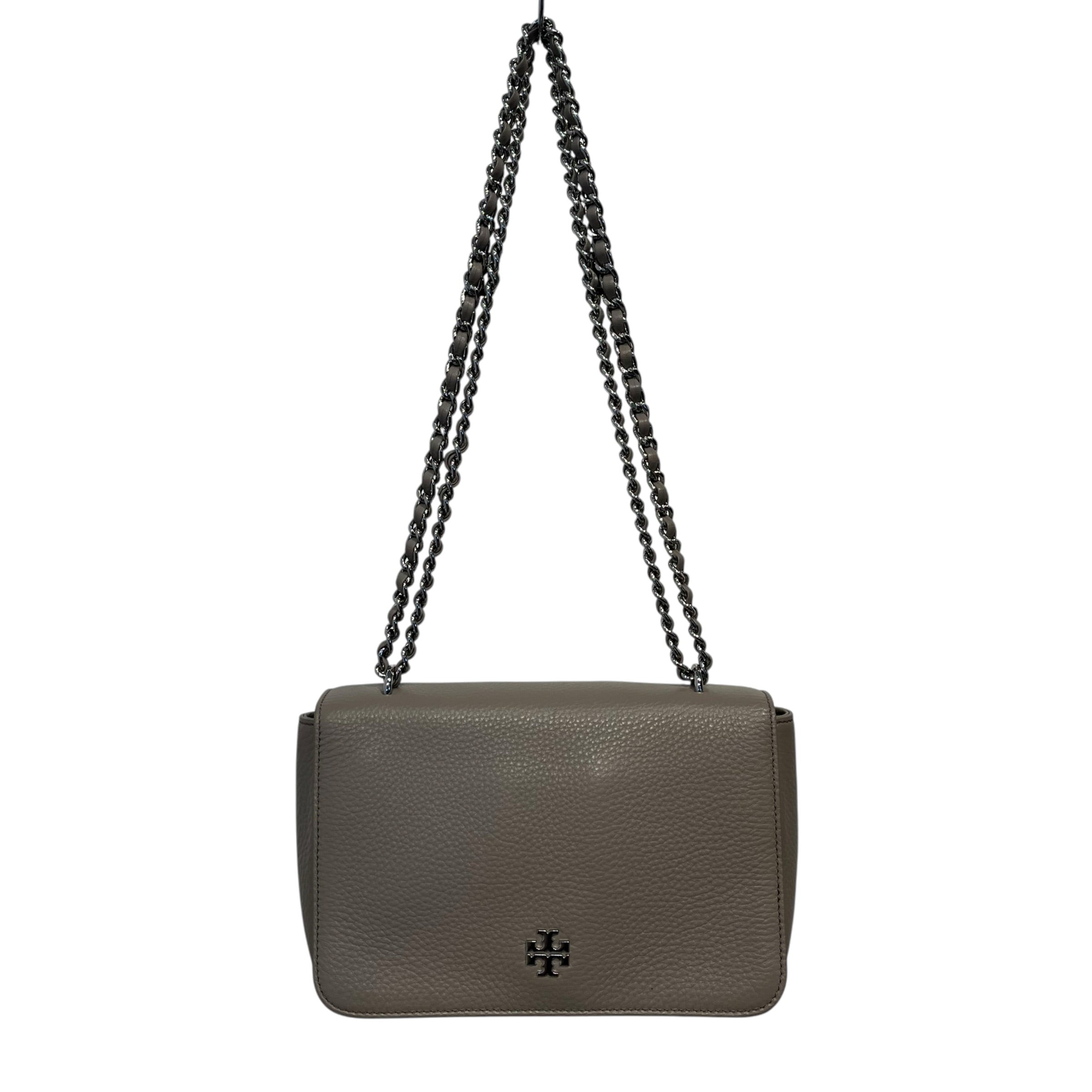 TORY BURCH/Cross Body Bag/Leather/GRY/silver hardware chain bag view 1