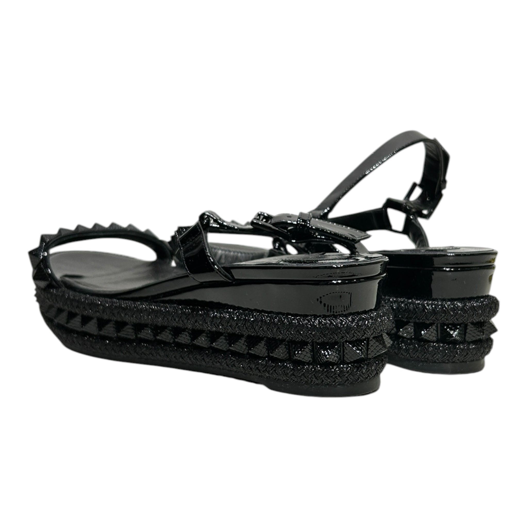 Christian Louboutin/Sandals/US 7/BLK/PYRACLOU WEDGE SANDALS view 2