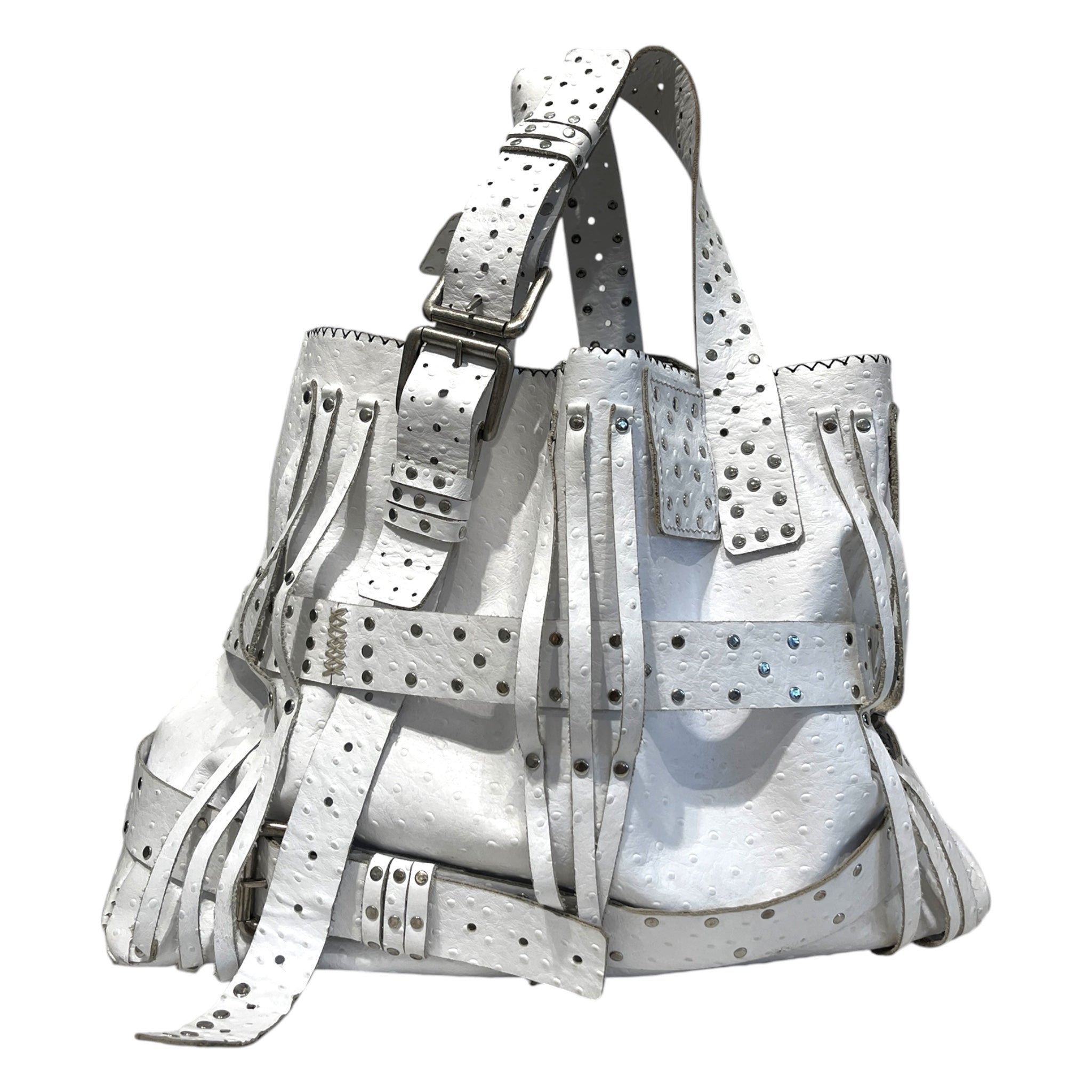jonathan tano/Hand Bag/Leather/WHT/belt bag silvrer studs view 2