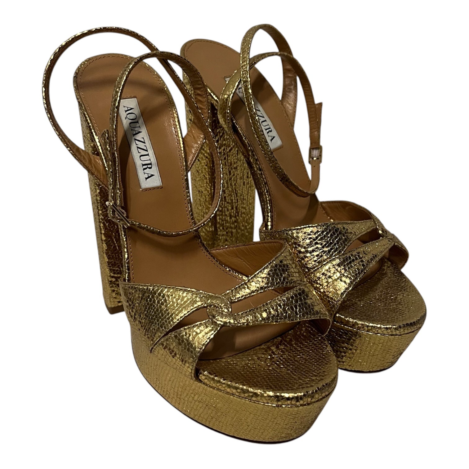 AQUAZZURA/Heels/EU 38.5/Leather/GLD/ view 1