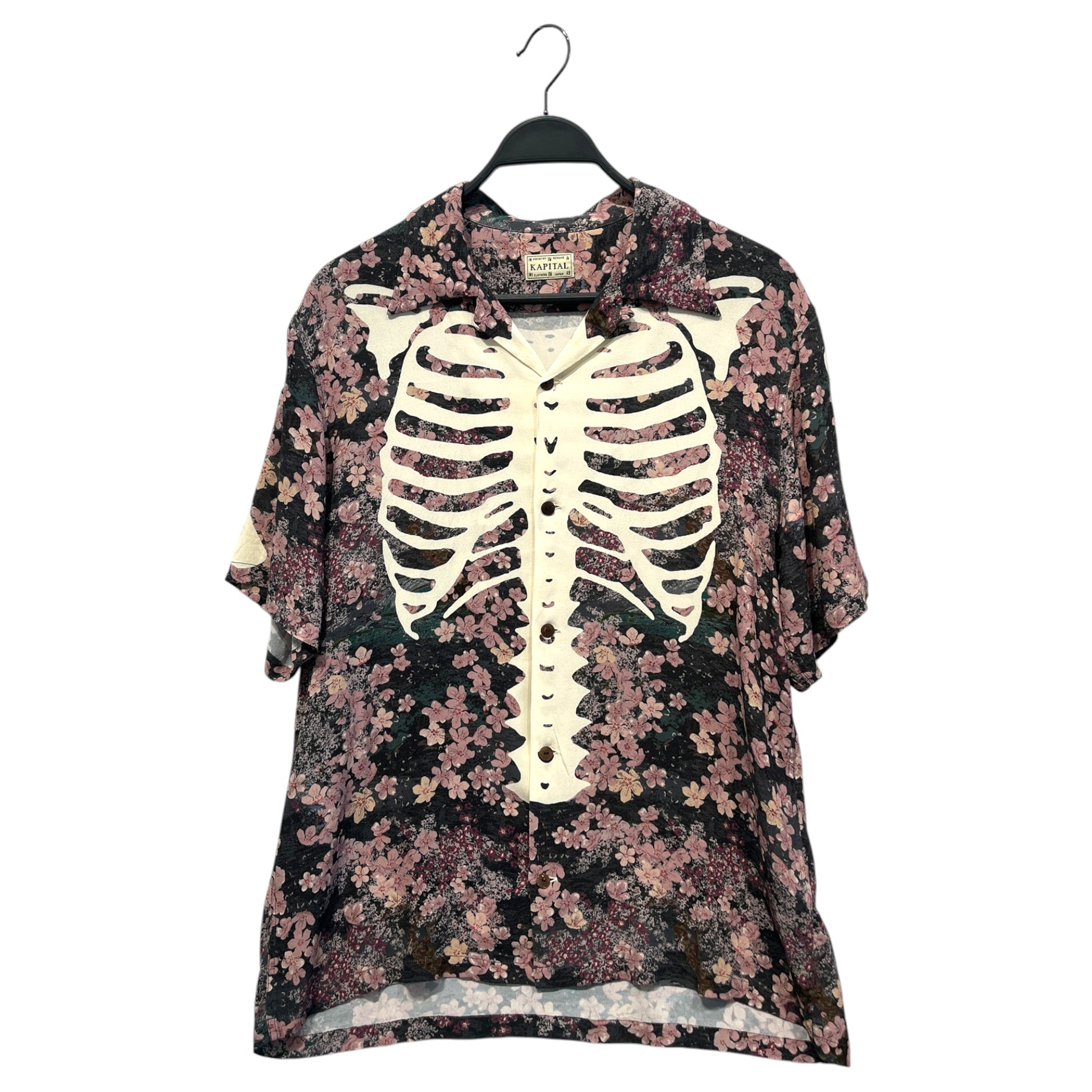 KAPITAL/Polo Shirt/L/Polyester/MLT/All Over Print/RIB CAGE, FLORAL AND GREY view 1