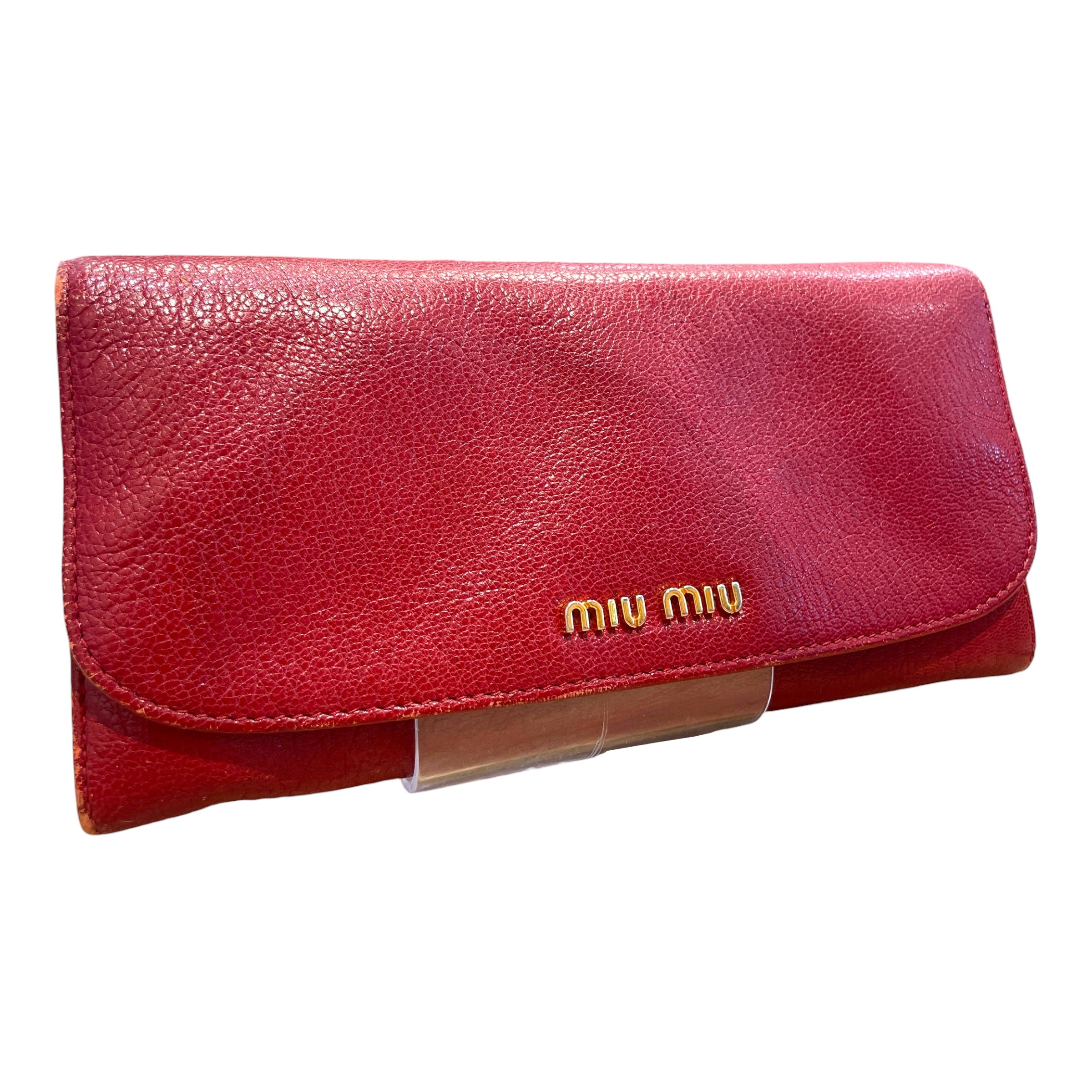 MIU MIU/Long Wallet/Leather/RED/L's/Continental Gold-Tone Flap view 1